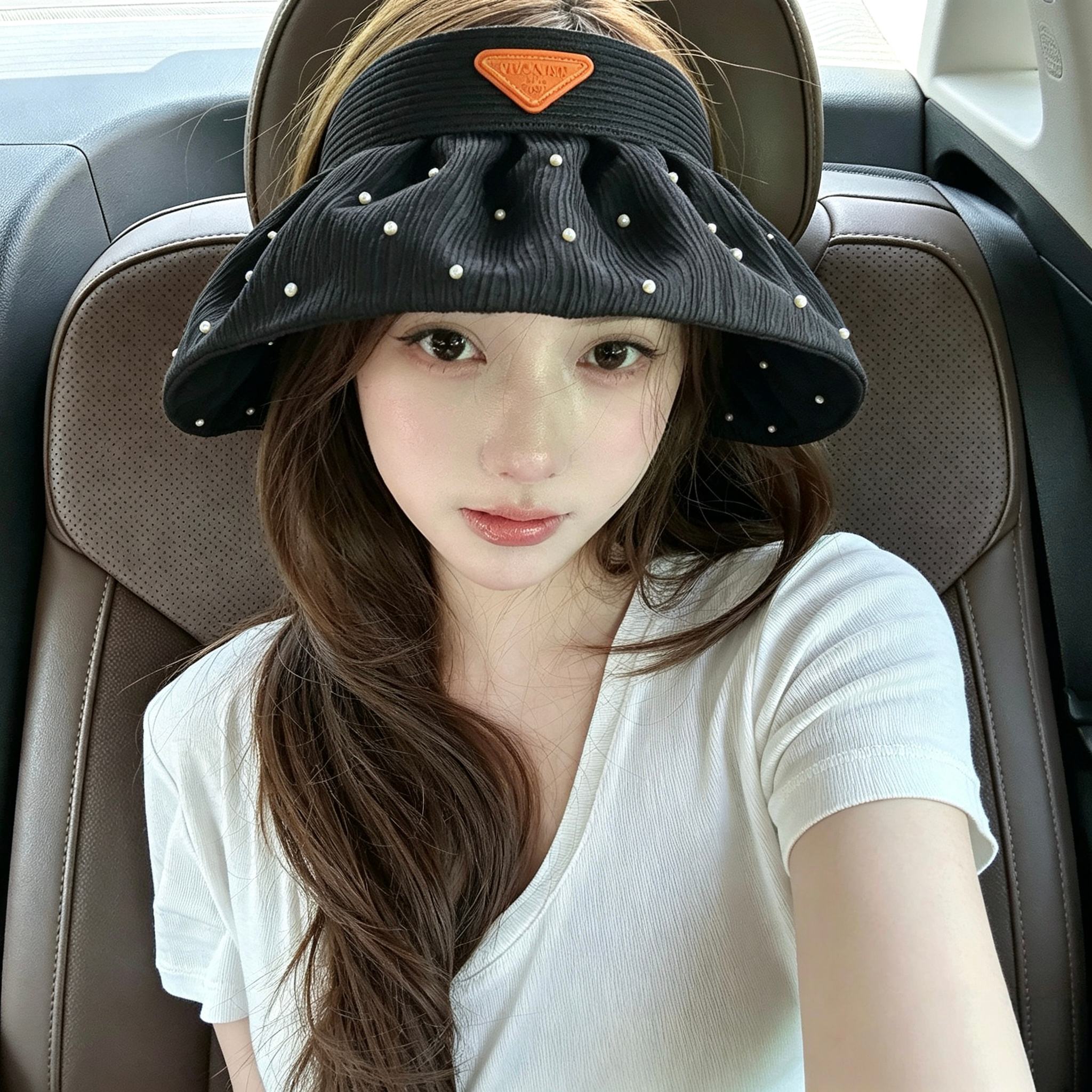 特💛配防尘袋 【PRADA普拉达】2026新款独家珍珠款遮阳帽空顶帽，🔆遮阳百搭～休闲出街神器