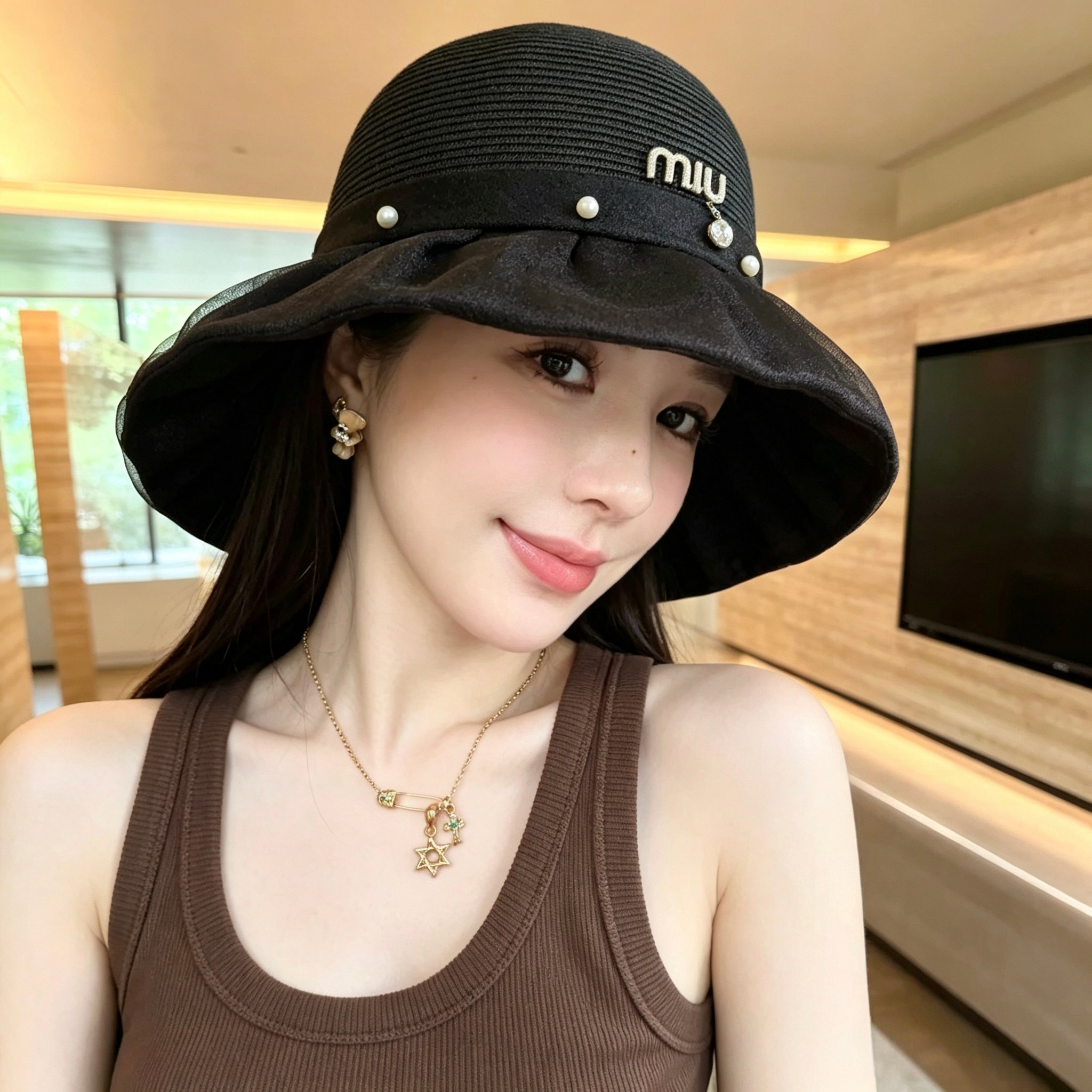 NO:883439,Specially equipped with dust bag [MIUMIU Miu Miu] 2026 new pearl large-brimmed fisherman hat, versatile daily style ~ casual outing #hat straw hat fisherman hat baseball cap, hat, miumiu, espadrilles, hats19860909特配防尘袋【MIUMIU缪缪】2026新款珍珠大沿渔夫帽,百搭日常款～休闲出街#帽子草帽渔夫帽棒球帽,帽子,miumiu,espadrilles,hats,hat