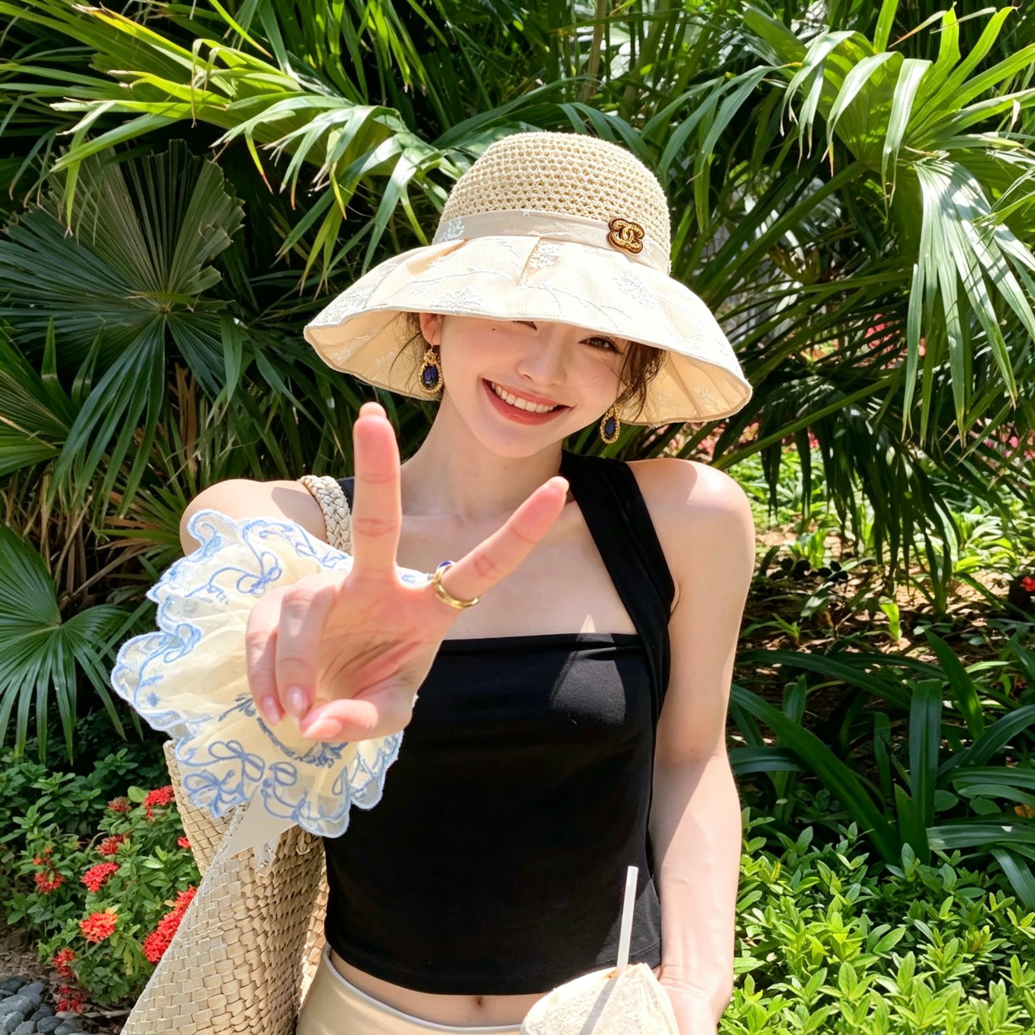 💛配防尘袋【CHANEL香奈儿】2026新款小香风纹路大沿渔夫帽，🔆百搭日常款～休闲出街#