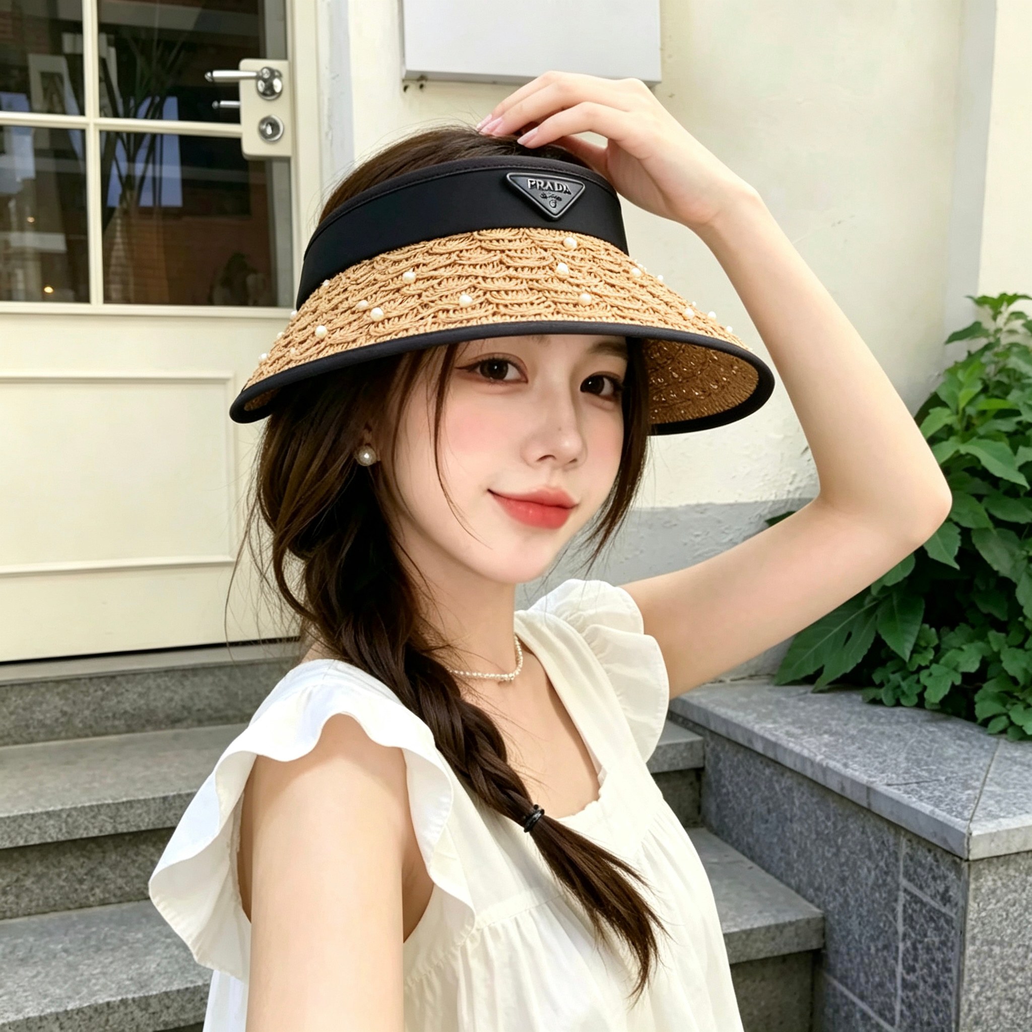 NO:949057,Specially equipped with dust bag [PRADA] 2026 new exclusive heavy-duty pearl style sun visor empty top hat, sun visor and versatile ~ casual street hat straw hat fisherman hat baseball cap, hat, prada, prada, espadrilles, hats19860909特配防尘袋【PRADA普拉达】2026新款独家重工珍珠款遮阳帽空顶帽,遮阳百搭～休闲出街神器帽子草帽渔夫帽棒球帽,帽子,prada,prada,espadrilles,hats,hat