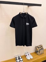 Dior Clothing Polo T-Shirt Black White Embroidery Men Short Sleeve
