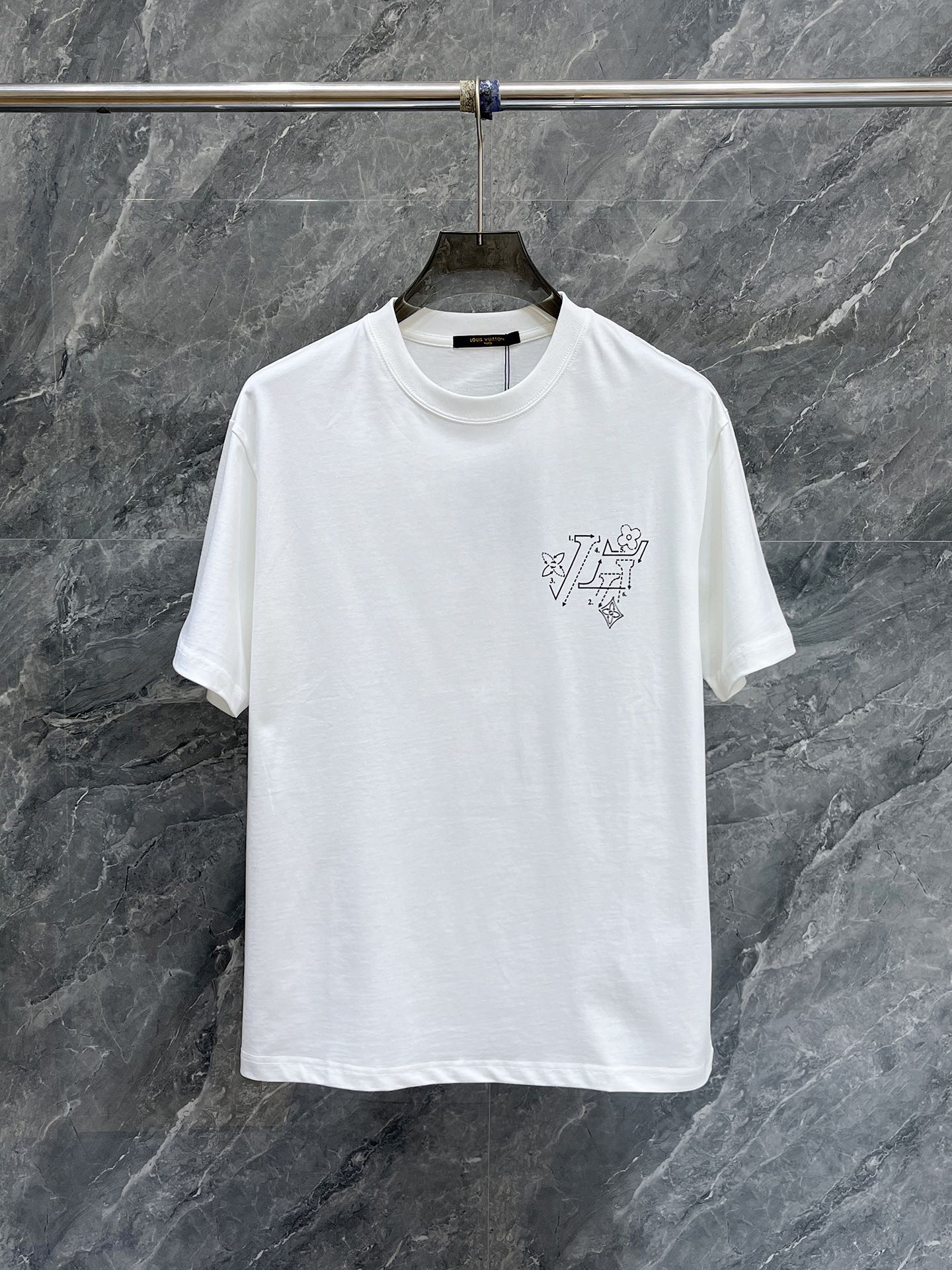 Wholesale Designer Shop
 Louis Vuitton Clothing T-Shirt Black White Printing Cotton Fashion Short Sleeve