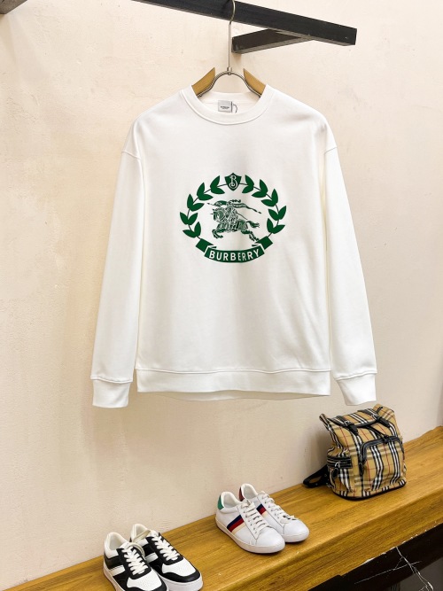 Burberry White Cotton Sweatshirt with Embroidered Logo for Men and Women 1 Burberry White Cotton Sweatshirt with Embroidered Logo for Men and Women