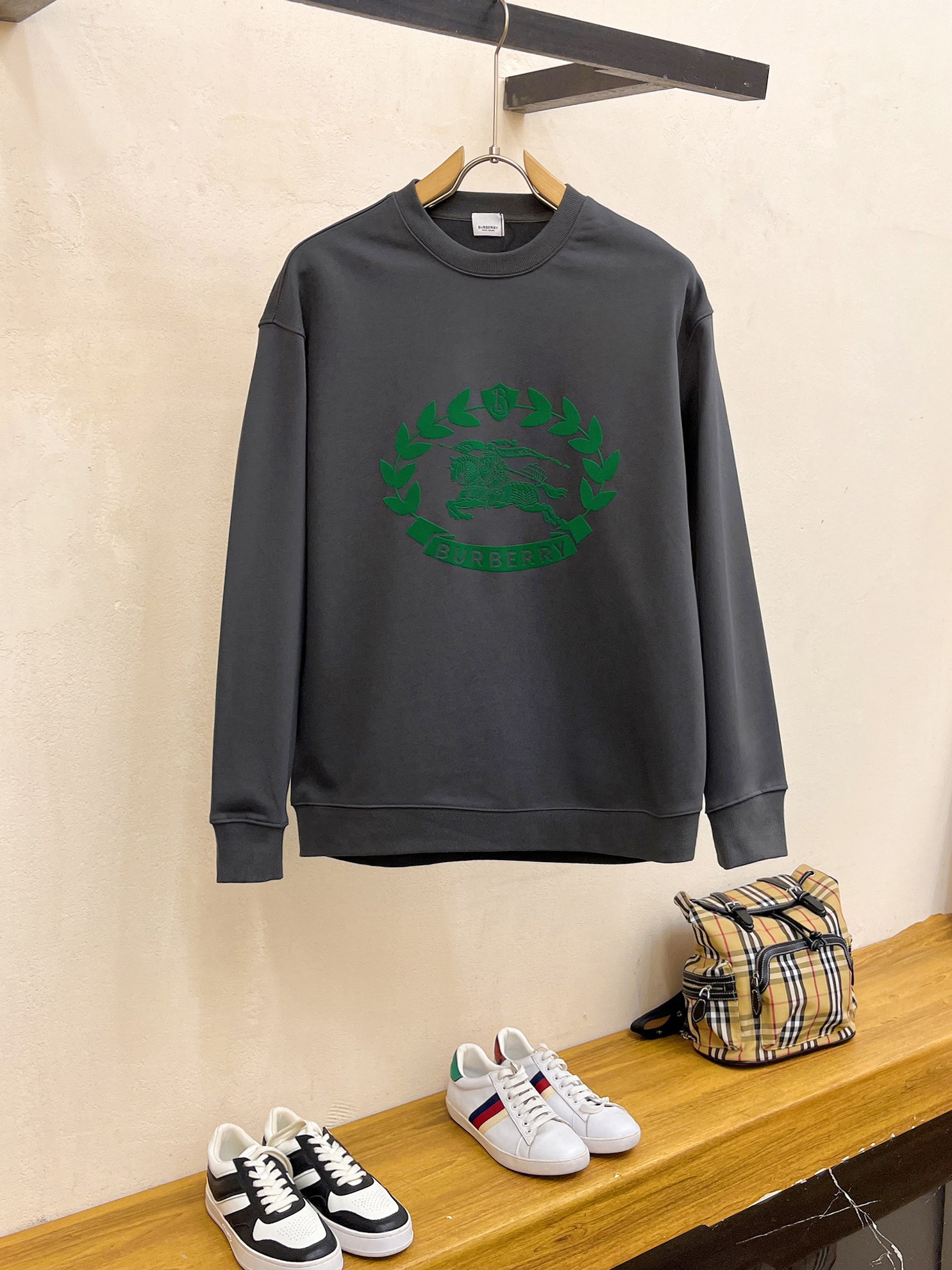 Burberry Men's Cotton Crewneck Sweatshirt with Embroidered Logo - Casual Style