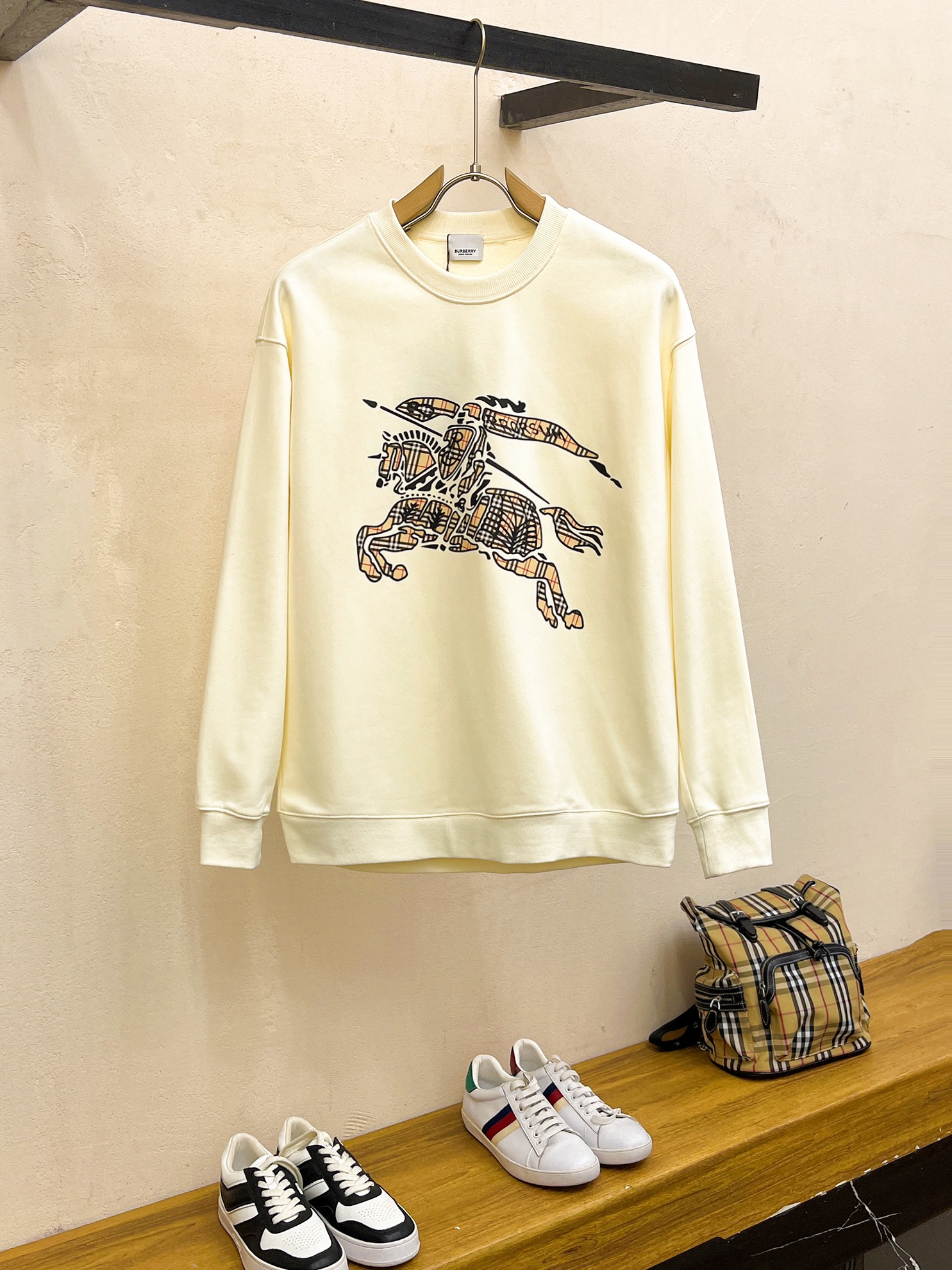 Burberry Embroidered Logo Crewneck Sweatshirt,Luxury Cotton Pullover, Unisex 2 i1728967482 7150 0