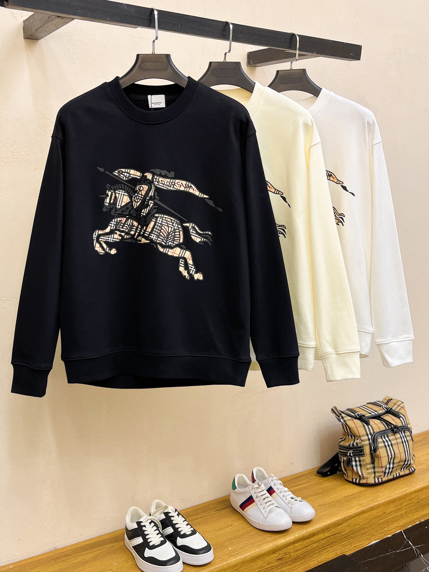 Burberry Embroidered Logo Crewneck Sweatshirt,Luxury Cotton Pullover, Unisex 10 i1728967482 777 0