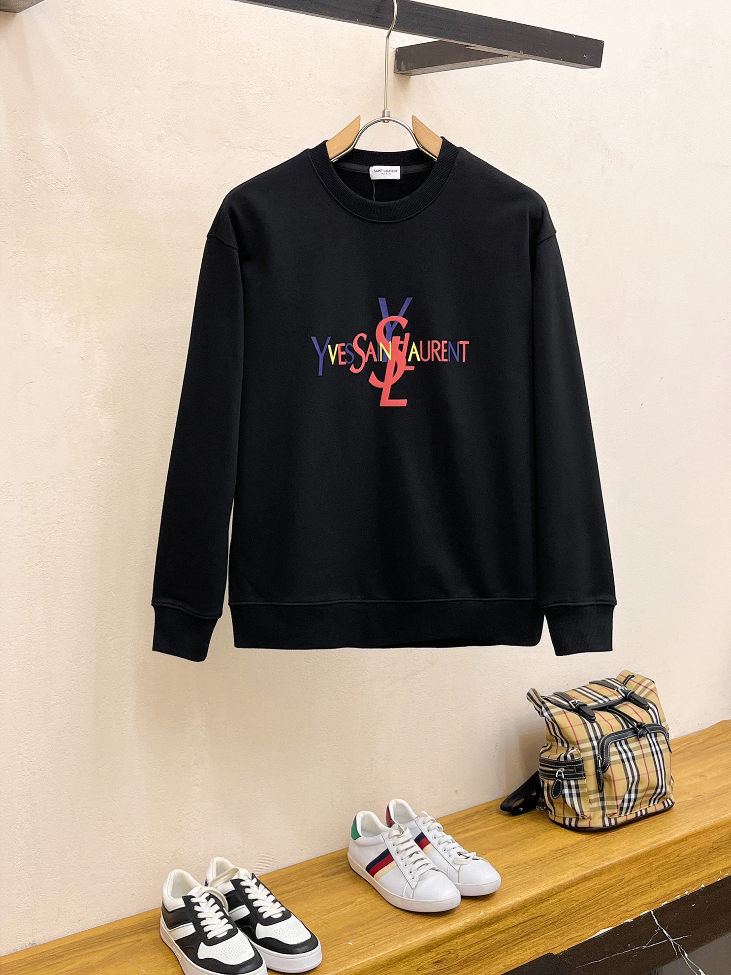 Yves Saint Laurent Crewneck Sweatshirt with Flocked Logo - Unisex 2 i1728967953 1899 0