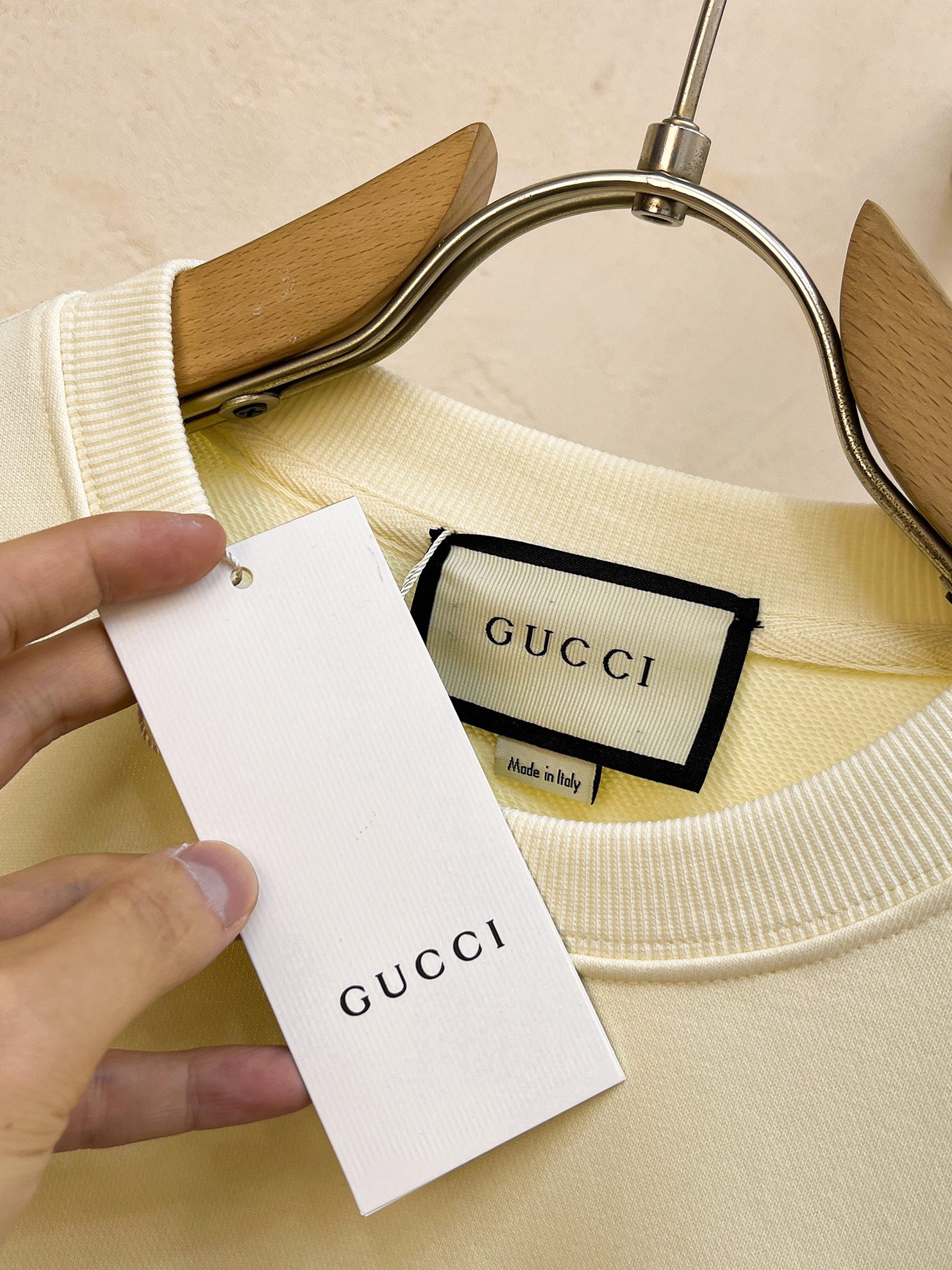 Gucci Paris Logo Embroidered Cotton Sweatshirt - Unisex, Cream White 6 i1728968740 1687 7