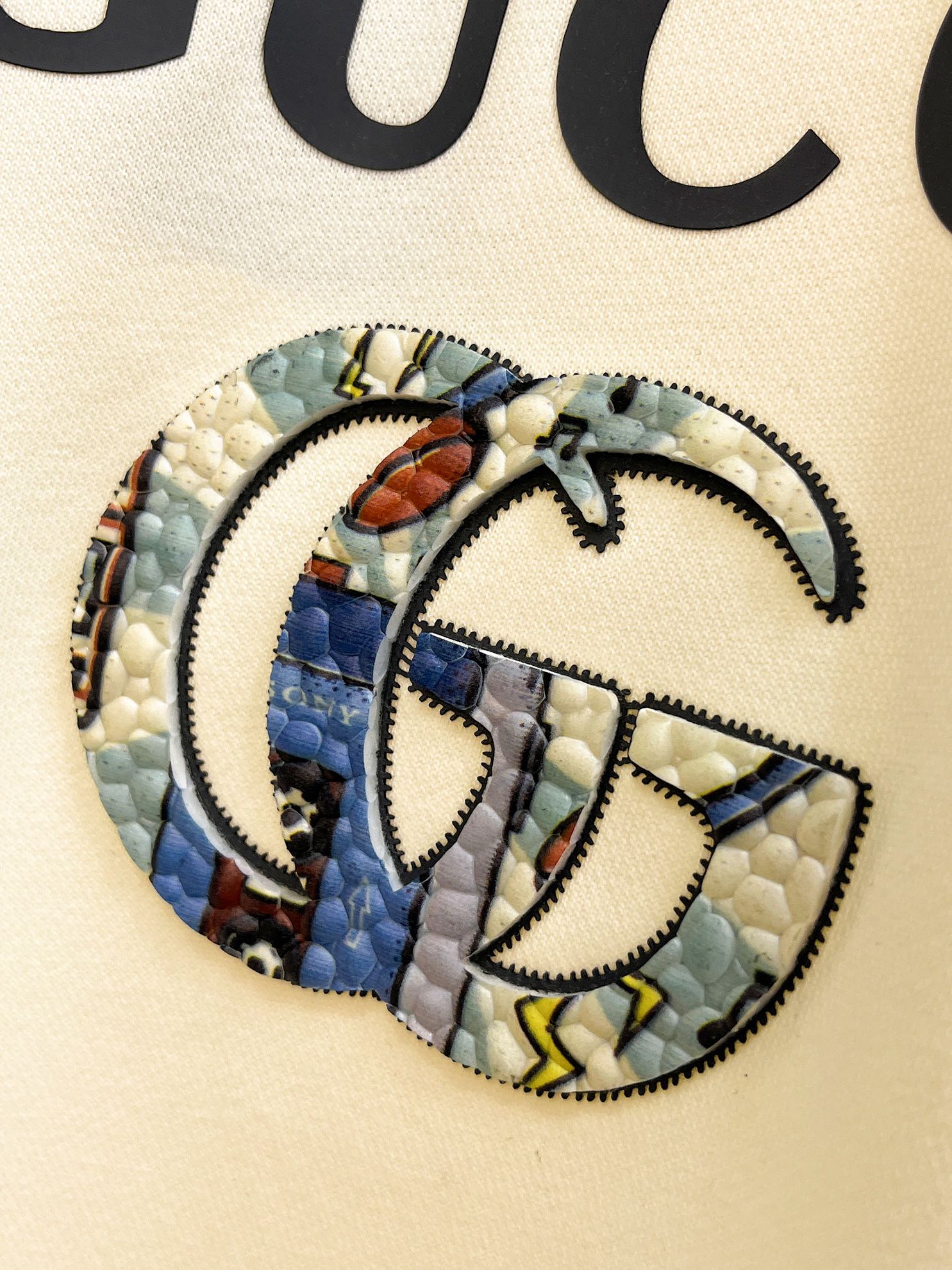 Gucci Paris Logo Embroidered Cotton Sweatshirt - Unisex, Cream White 4 i1728968740 3943 2