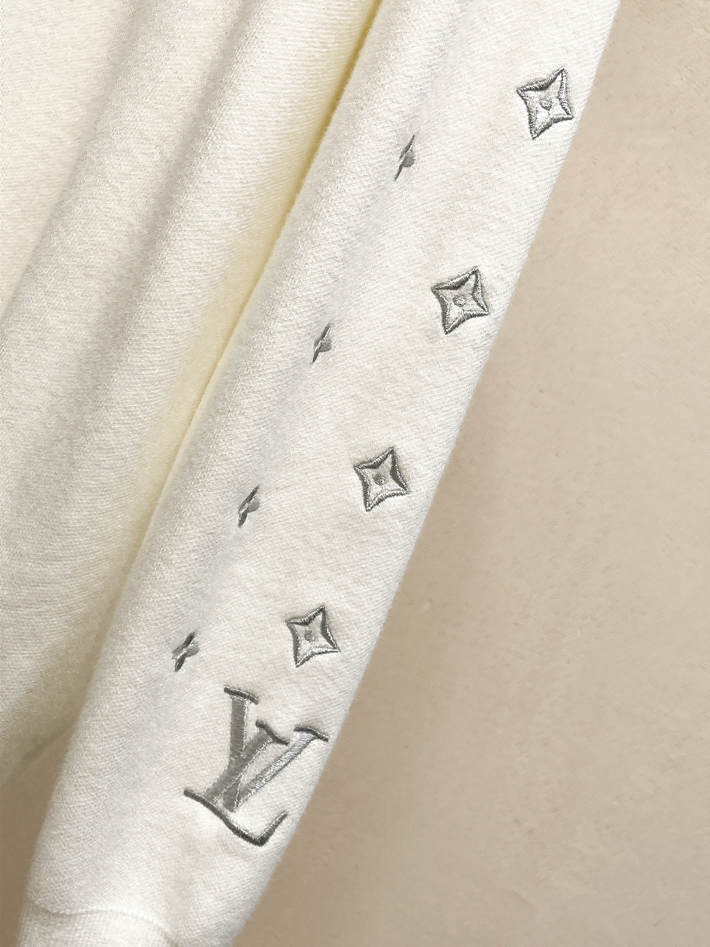 Louis Vuitton White Crewneck Sweater with Monogram Sleeves (M-3XL) 4 i1756427862194 6826 0 2