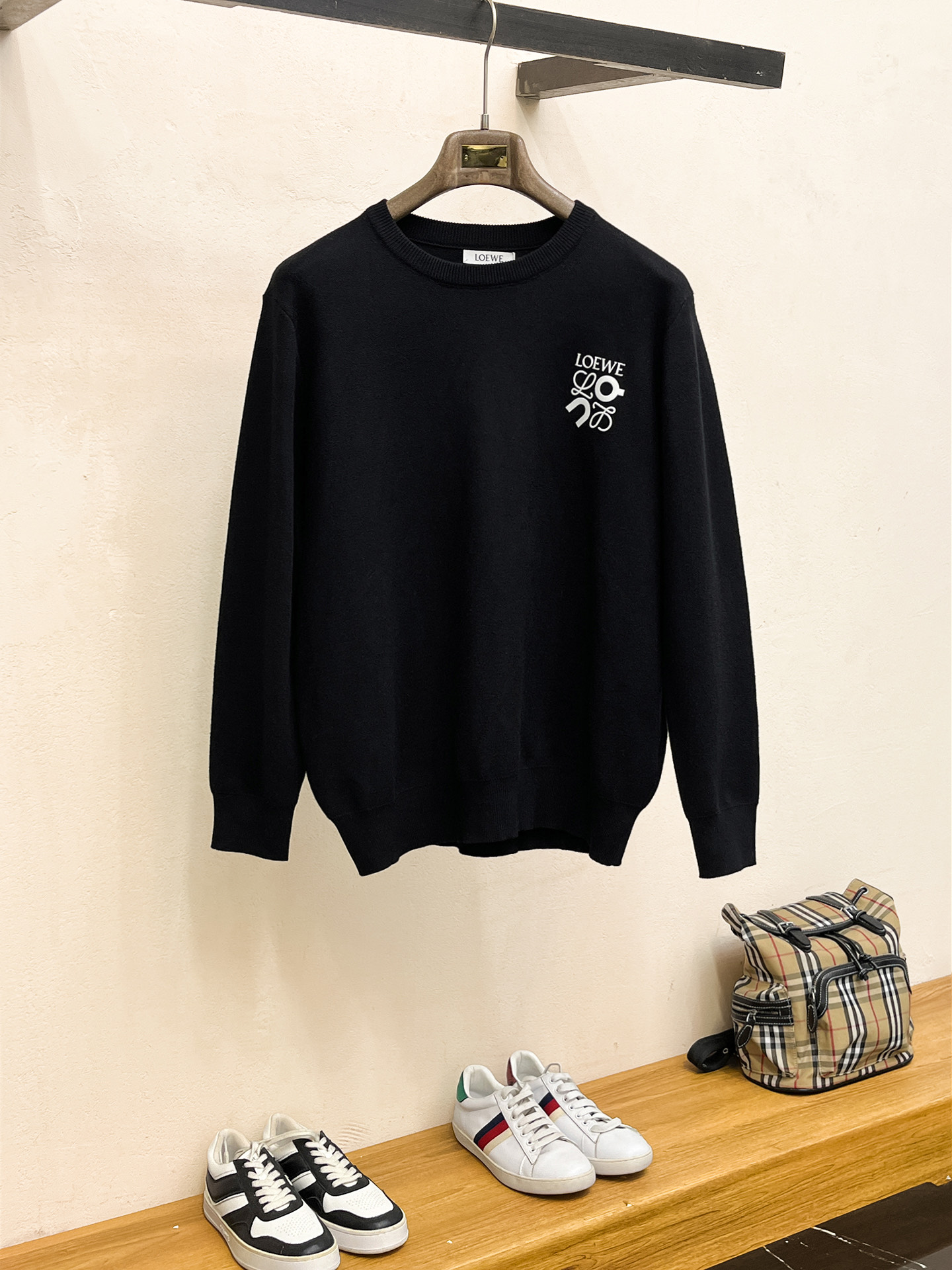 Loewe Pull en Maille Logo Intarsia, Col Rond, Manches Longues - Élégance Décontractée
