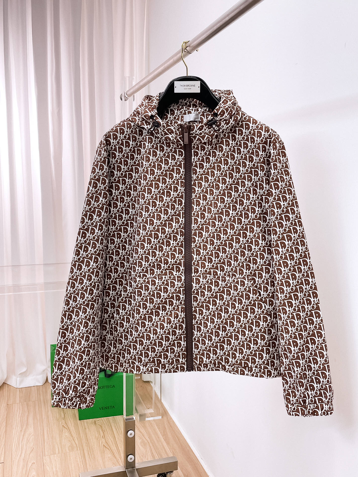 Dior 2025 Fall/Winter Brown All-Over Logo Print Zip-Up Jacket