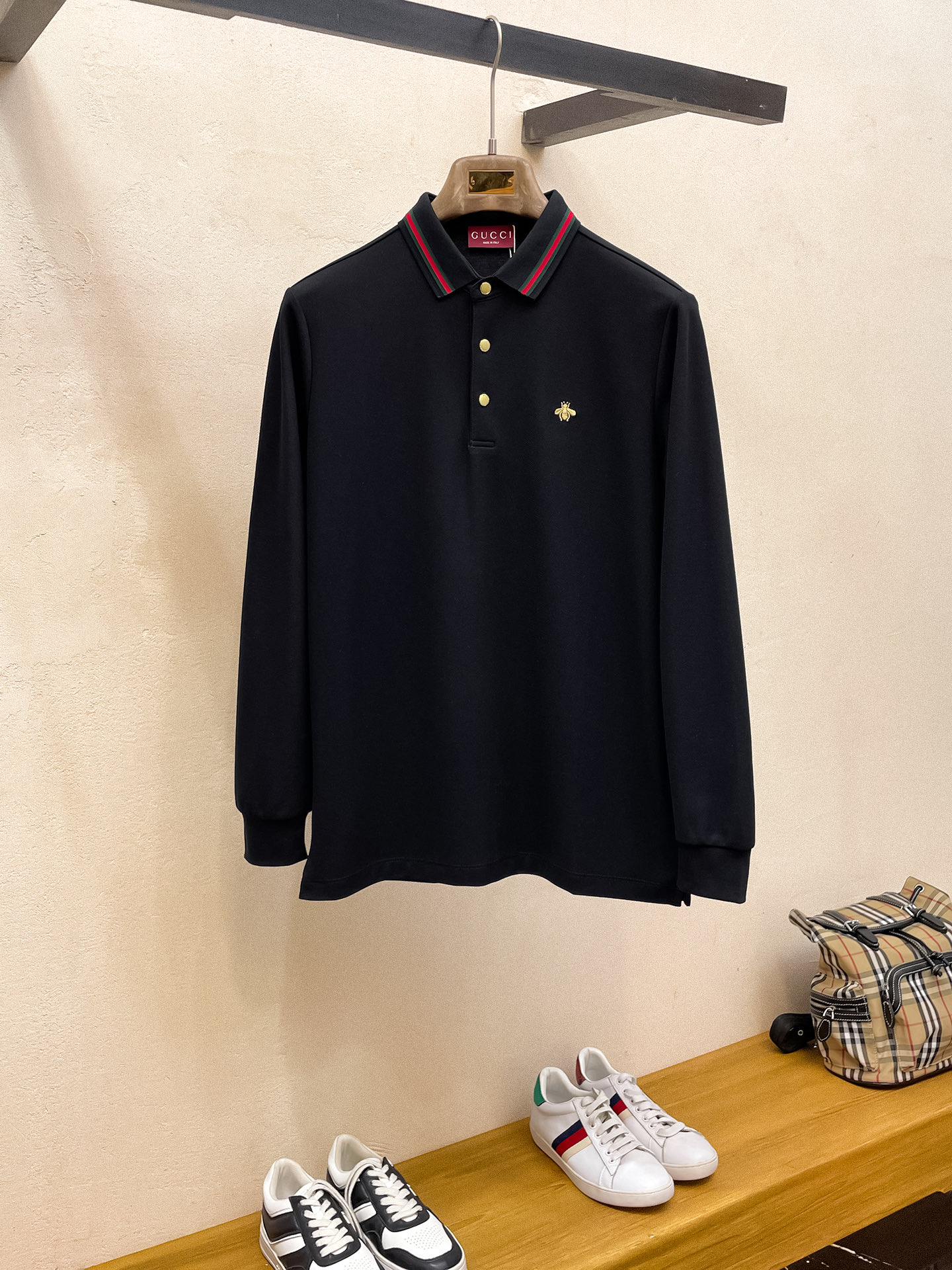 古驰 𝟏𝟎𝟎%新疆长绒棉 柔软舒适2025 秋冬限量款长袖Polo系列𝗦𝗜𝗭𝗘：𝗠-𝟰𝗫𝗟
