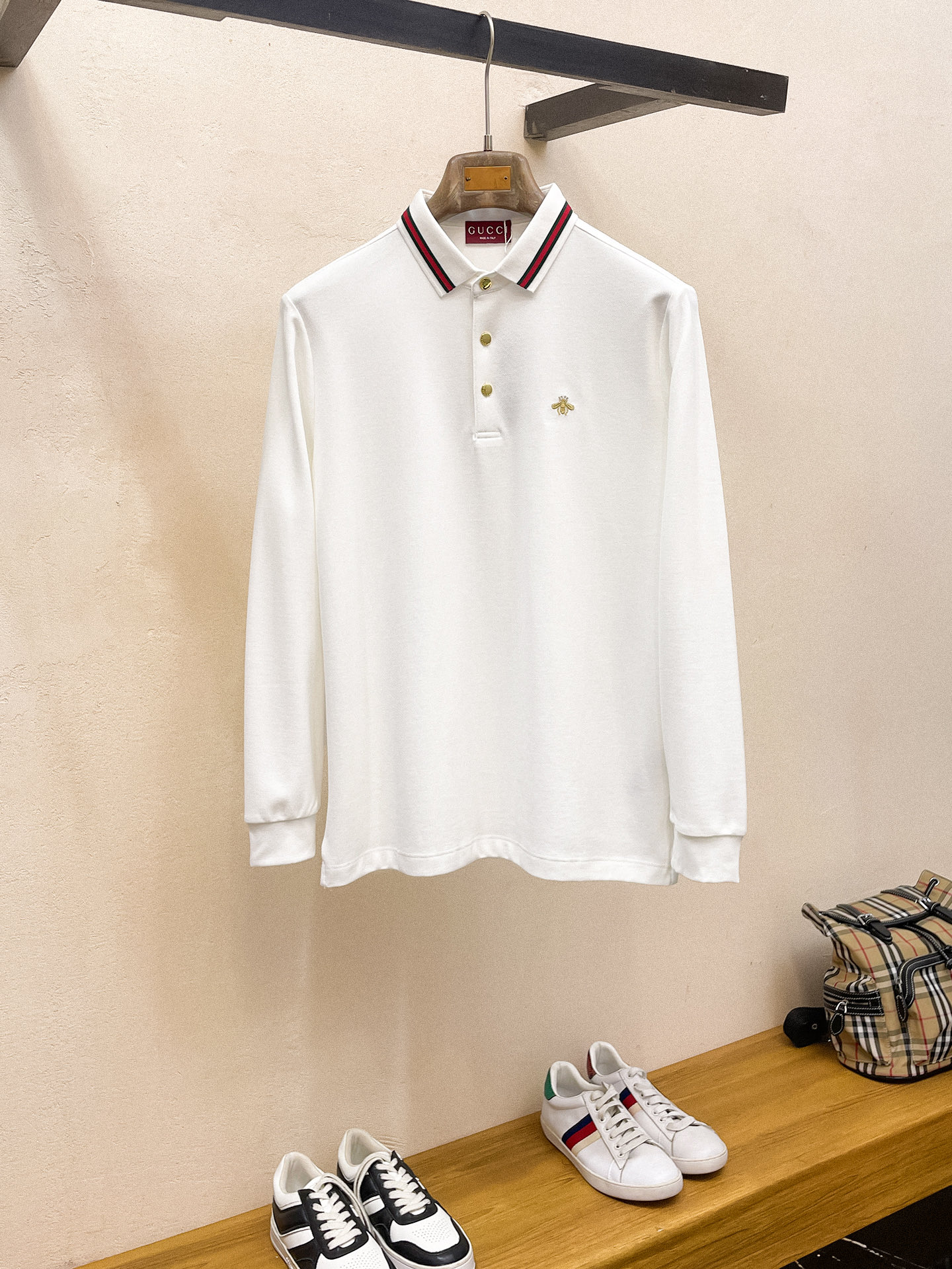 古驰 𝟏𝟎𝟎%新疆长绒棉 柔软舒适2025 秋冬限量款长袖Polo系列𝗦𝗜𝗭𝗘：𝗠-𝟰𝗫𝗟