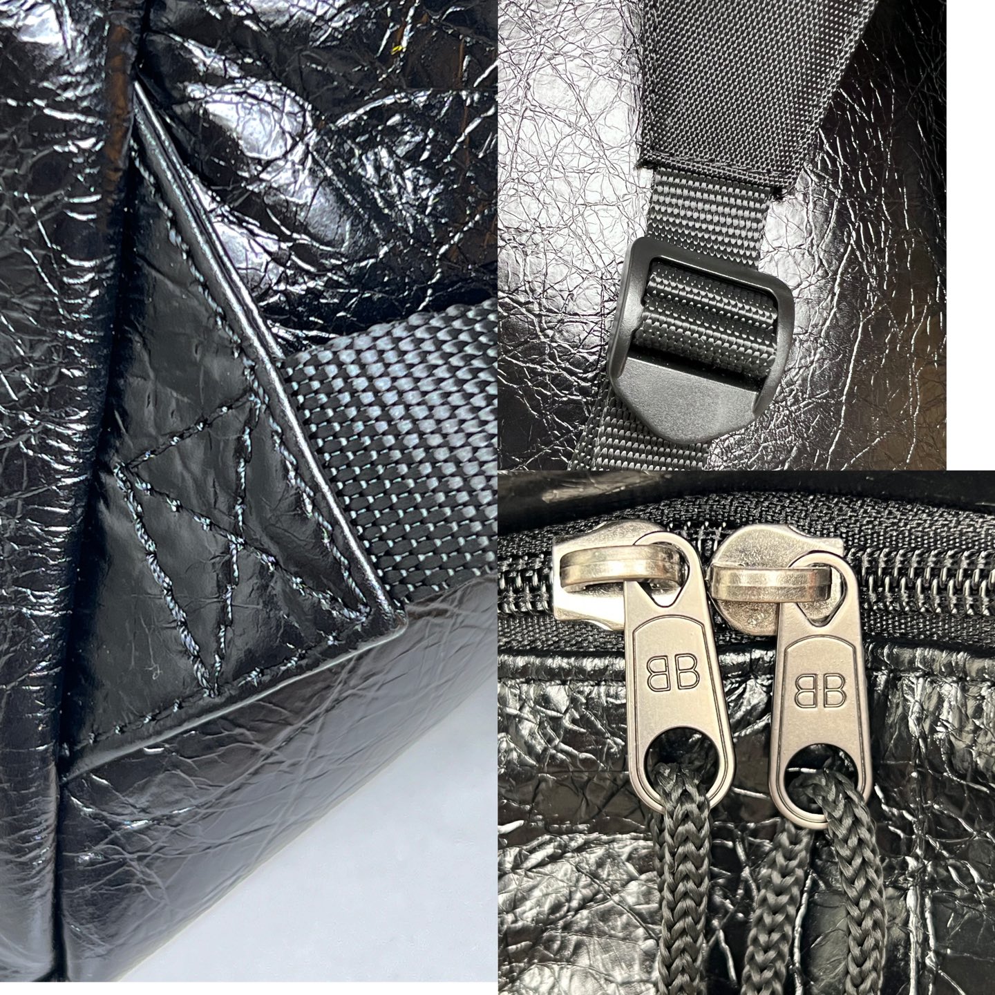 Balenciaga Style Black Leather Backpack Bags detail image 8 from source 776213