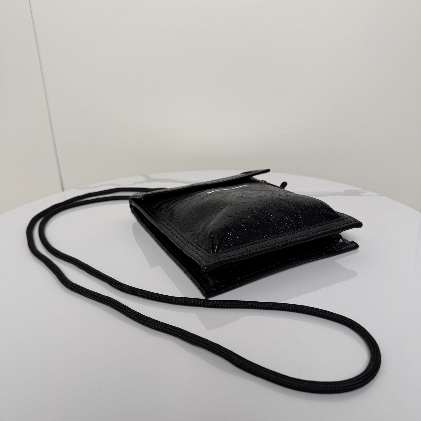 Balenciaga Black Leather Phone Pouch