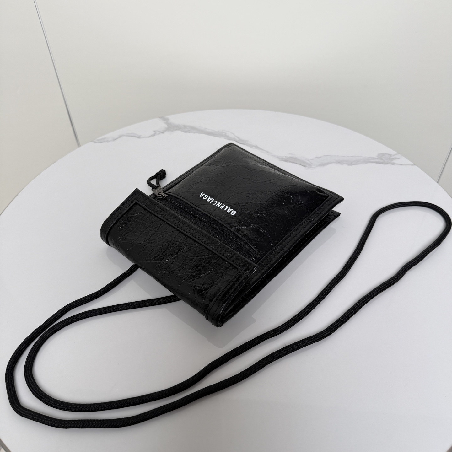 Balenciaga Black Leather Phone Pouch