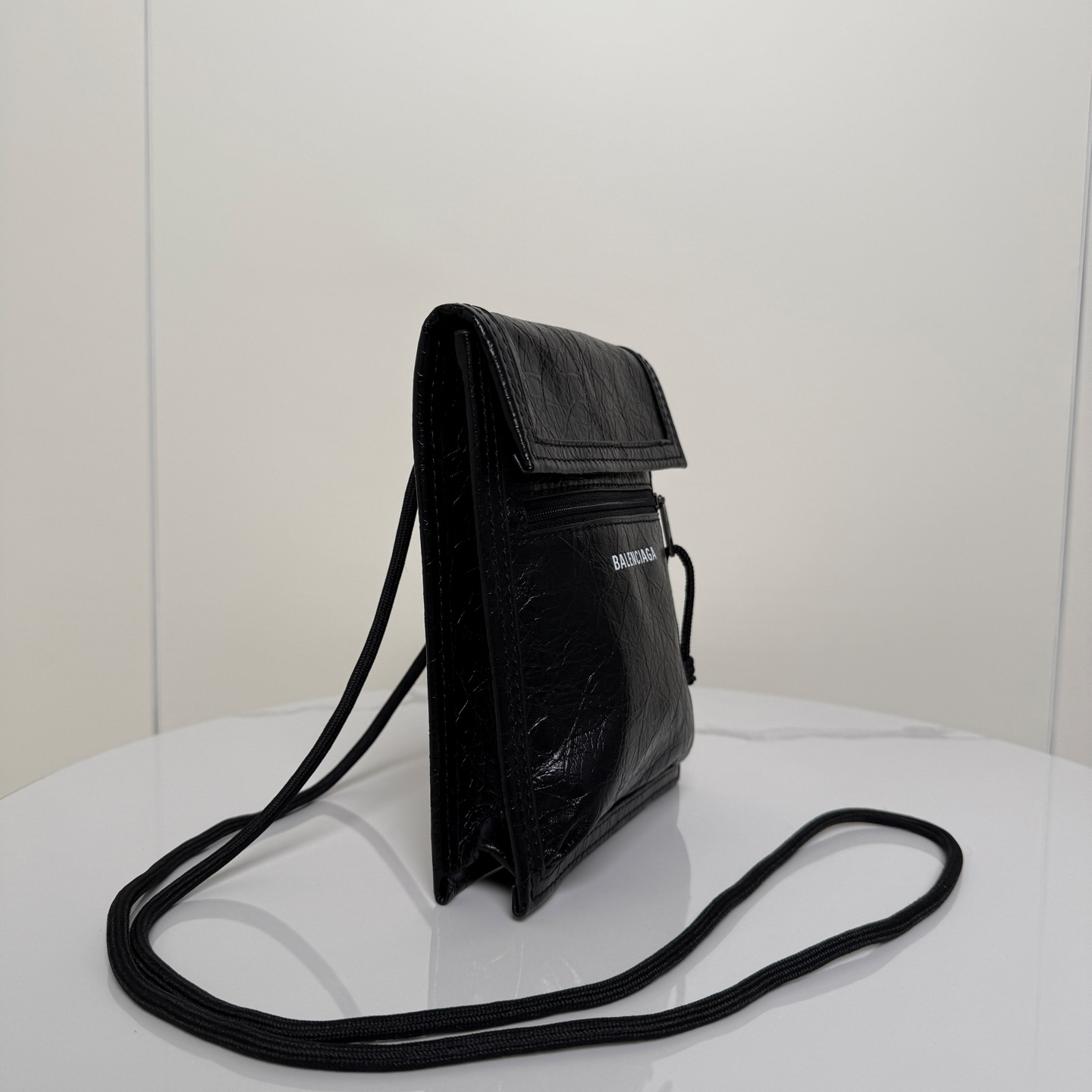 Balenciaga Black Leather Phone Pouch