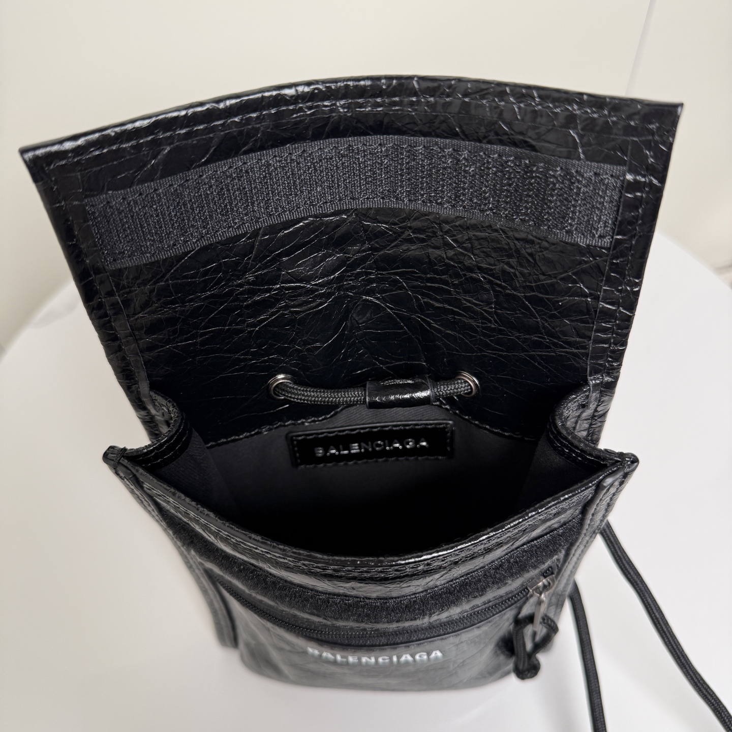 Balenciaga Black Leather Phone Pouch