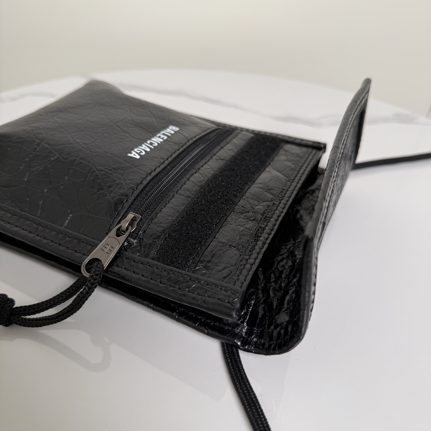Balenciaga Black Leather Phone Pouch