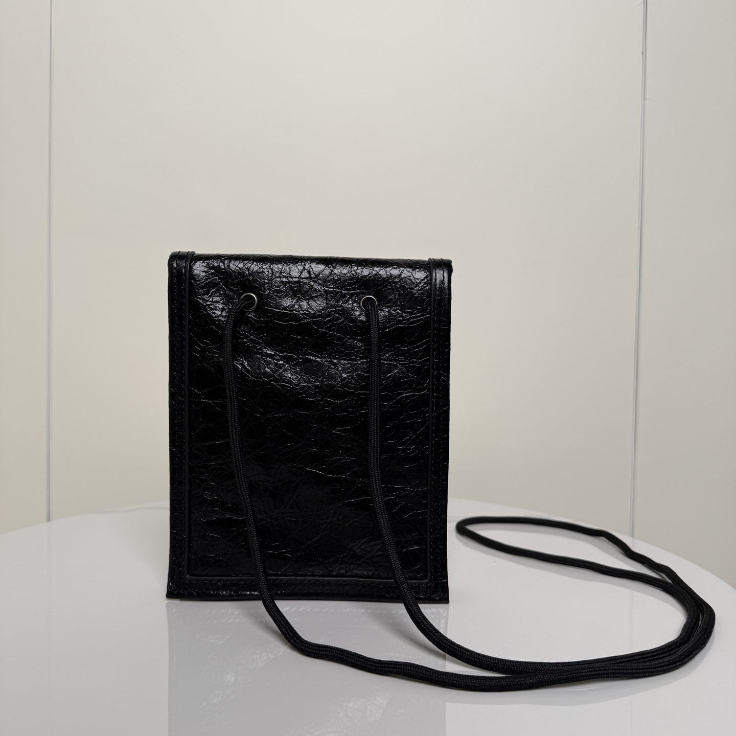 Balenciaga Black Leather Phone Pouch