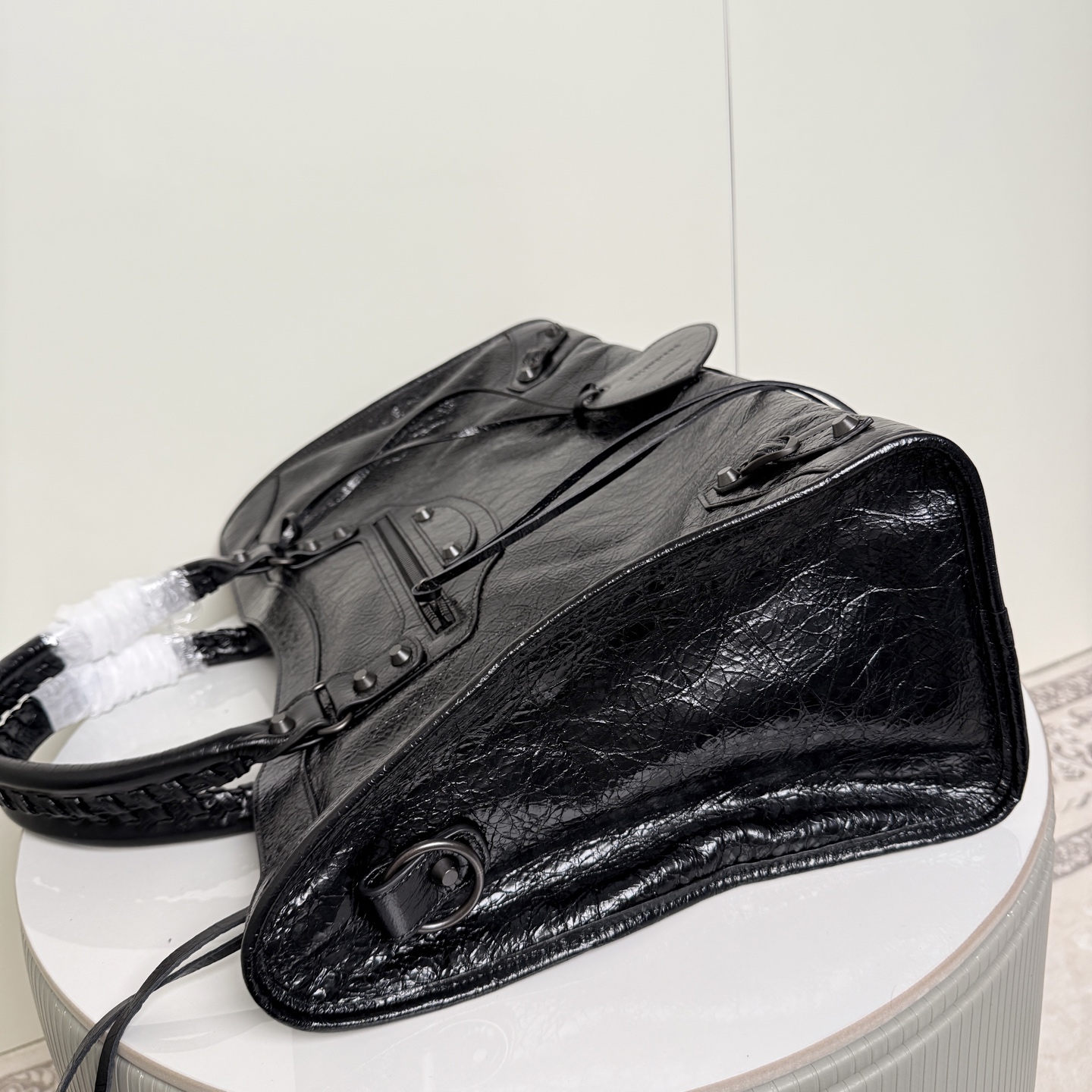 Balenciaga Large Black Moto Top Handle Bag