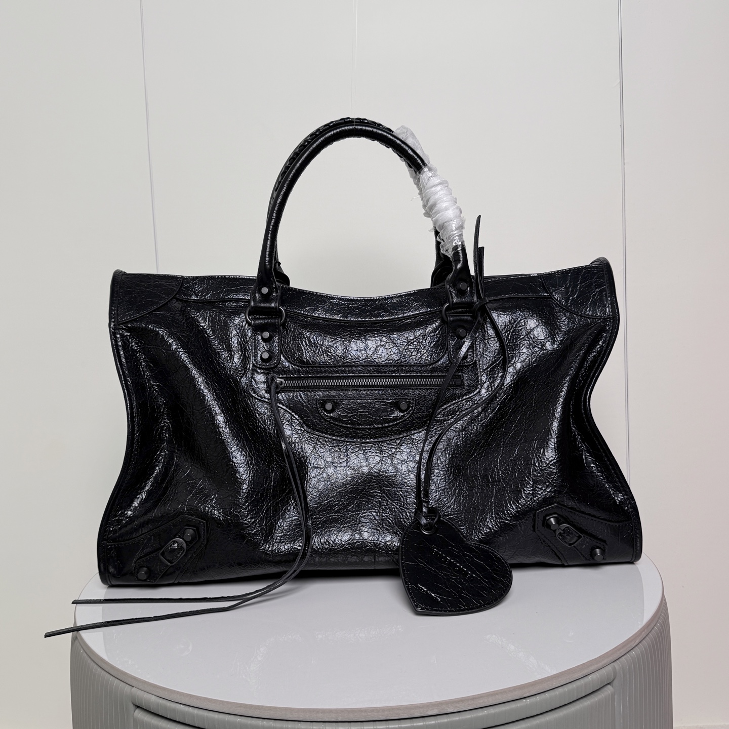 Balenciaga Large Black Moto Top Handle Bag