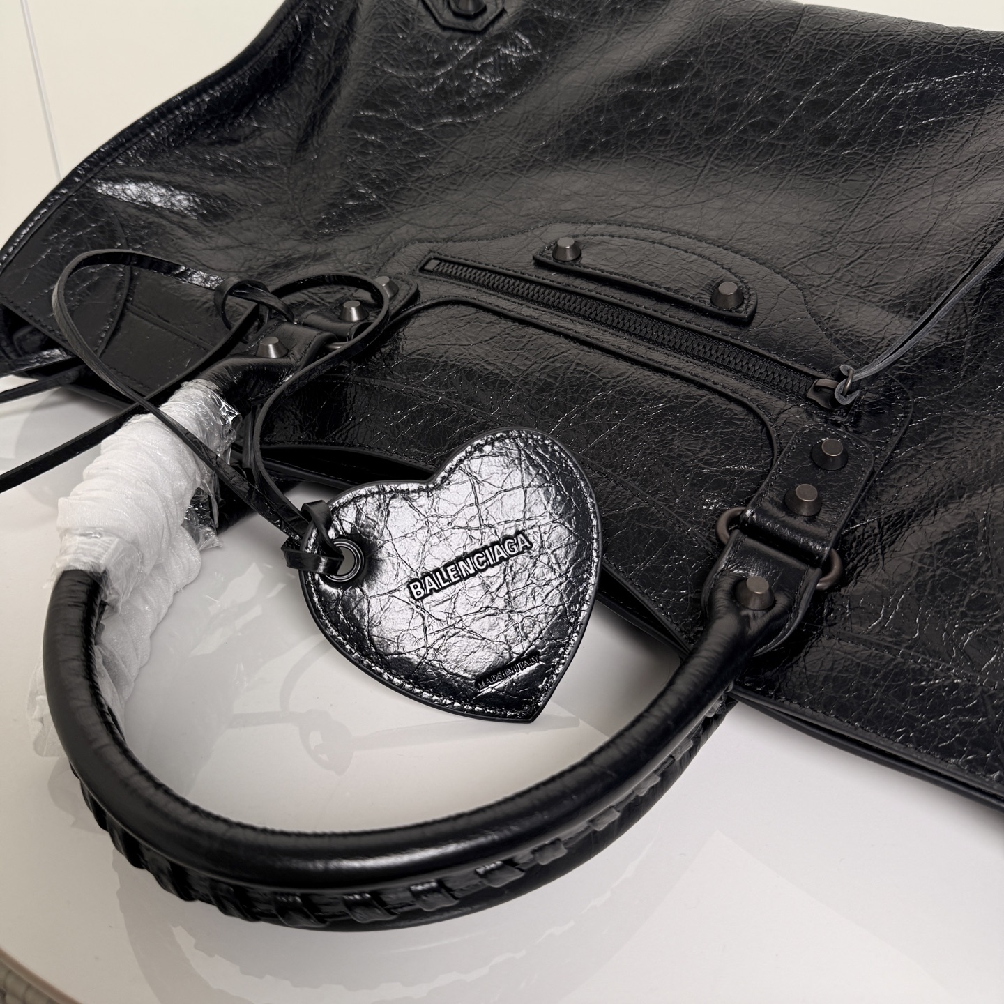 Balenciaga Large Black Moto Top Handle Bag