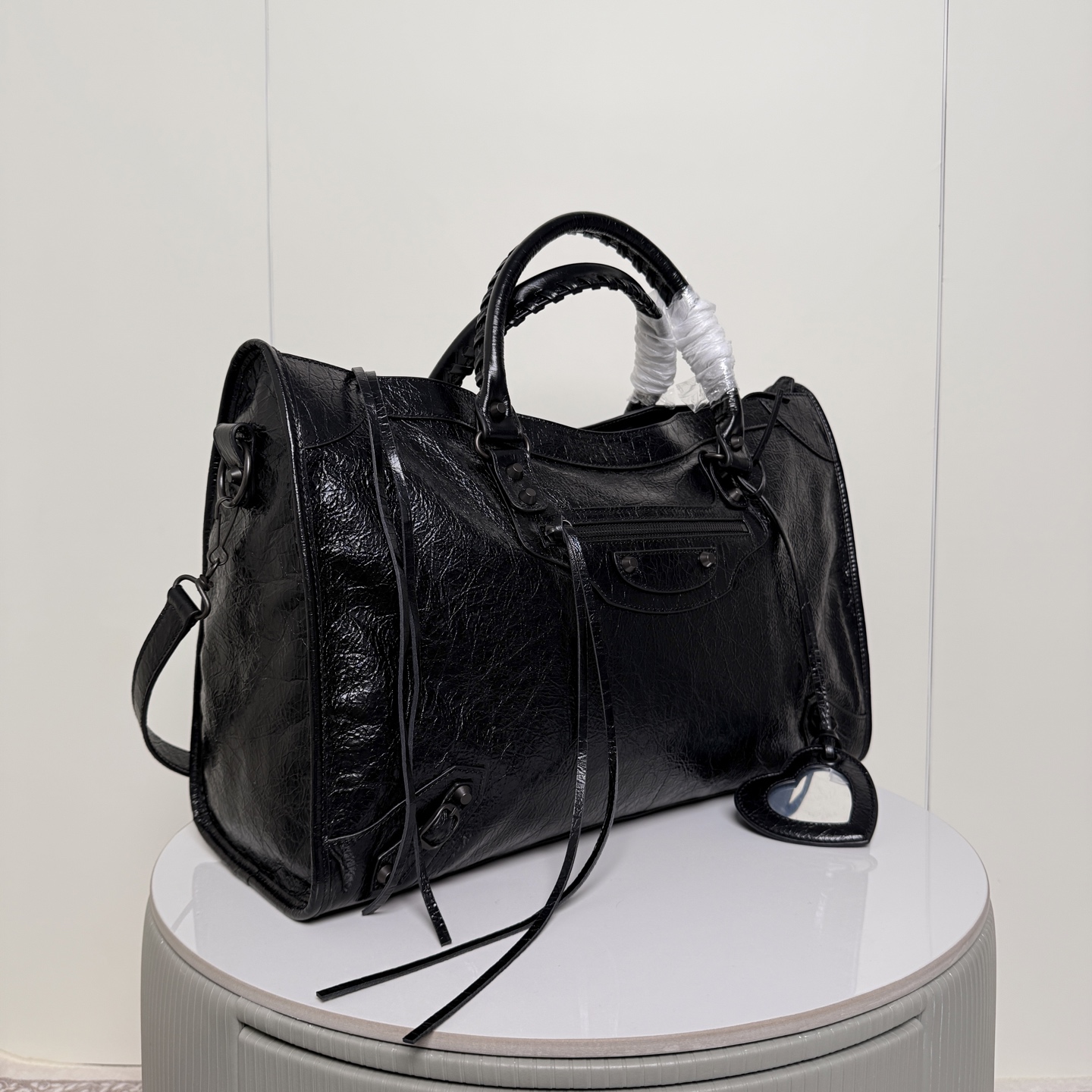 Balenciaga Large Black Moto Top Handle Bag