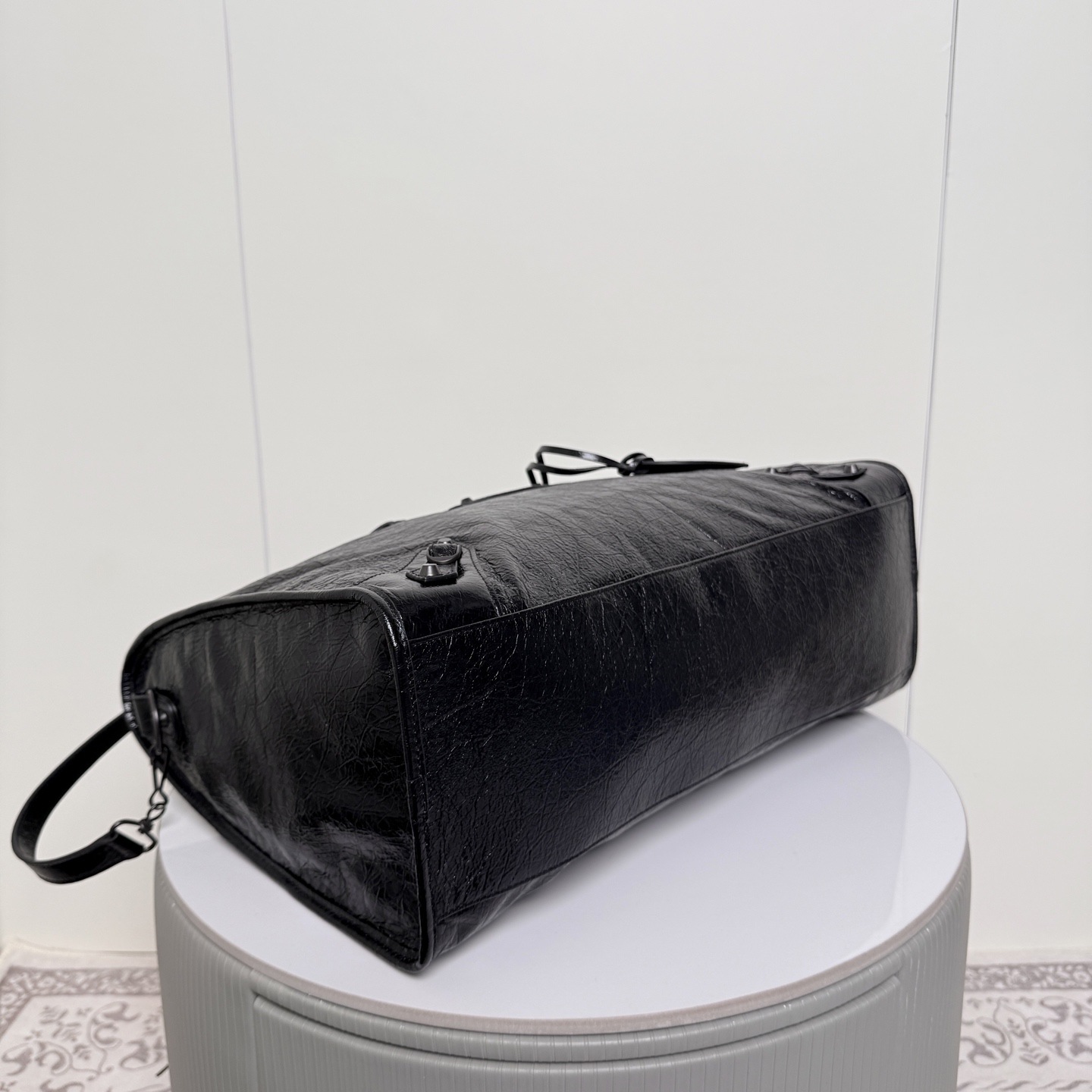 Balenciaga Large Black Moto Top Handle Bag