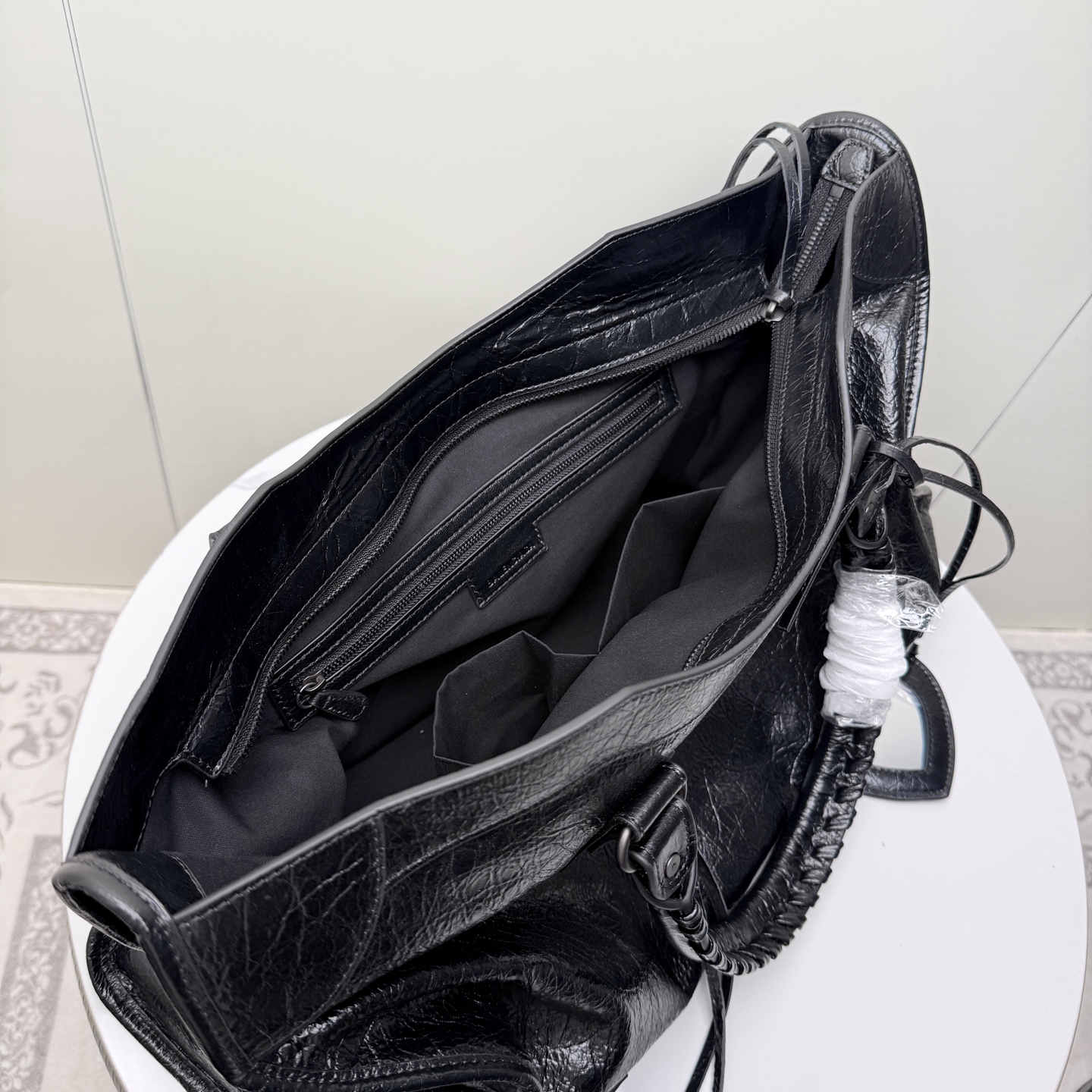 Balenciaga Large Black Moto Top Handle Bag
