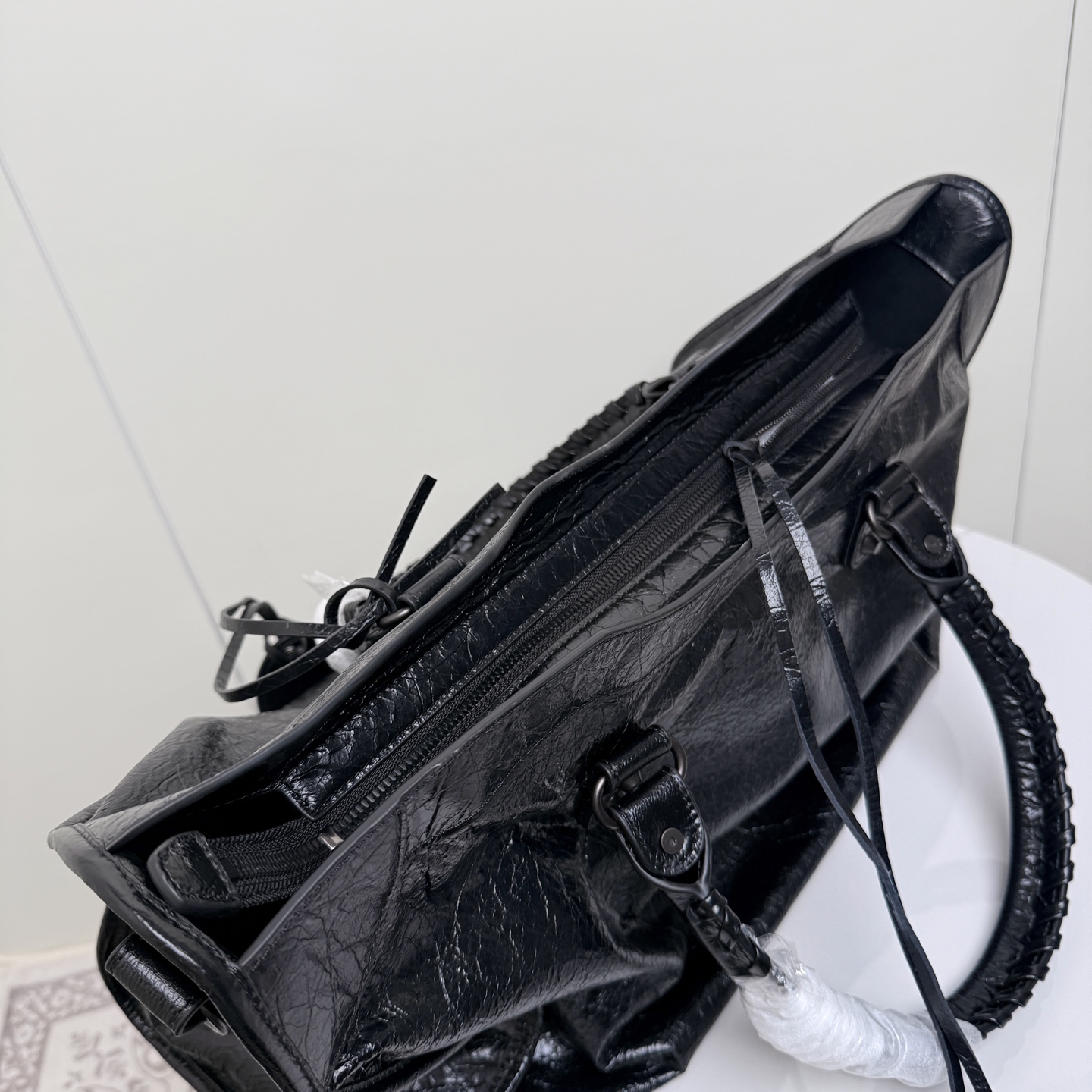 Balenciaga Large Black Moto Top Handle Bag