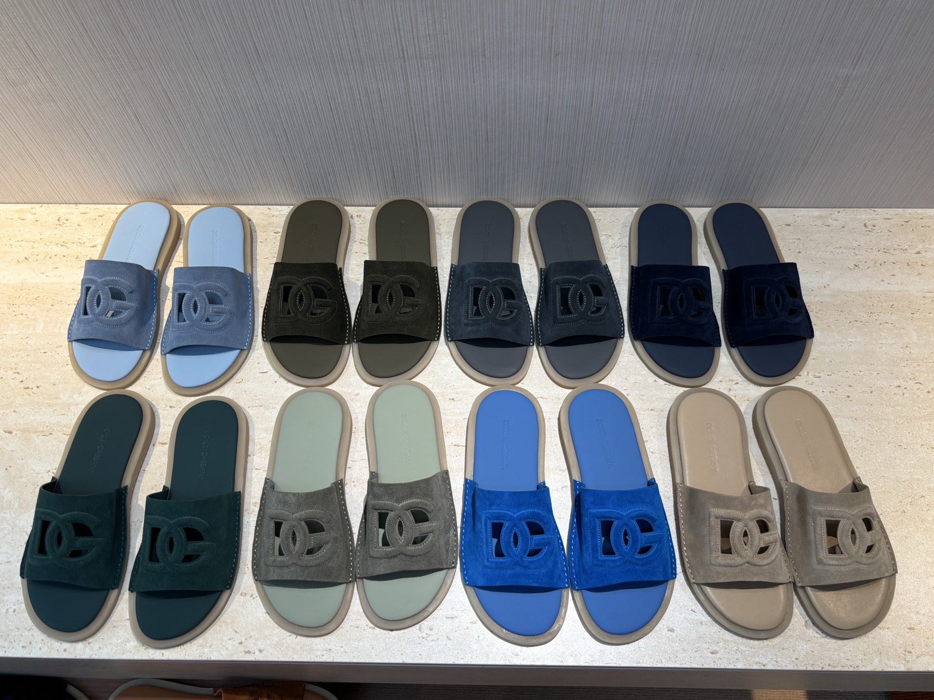Dolce & Gabbana Leather Logo Men's Slides Sandals, Blue, Sizes 39-44 6 i1746958588182 9103 0 1