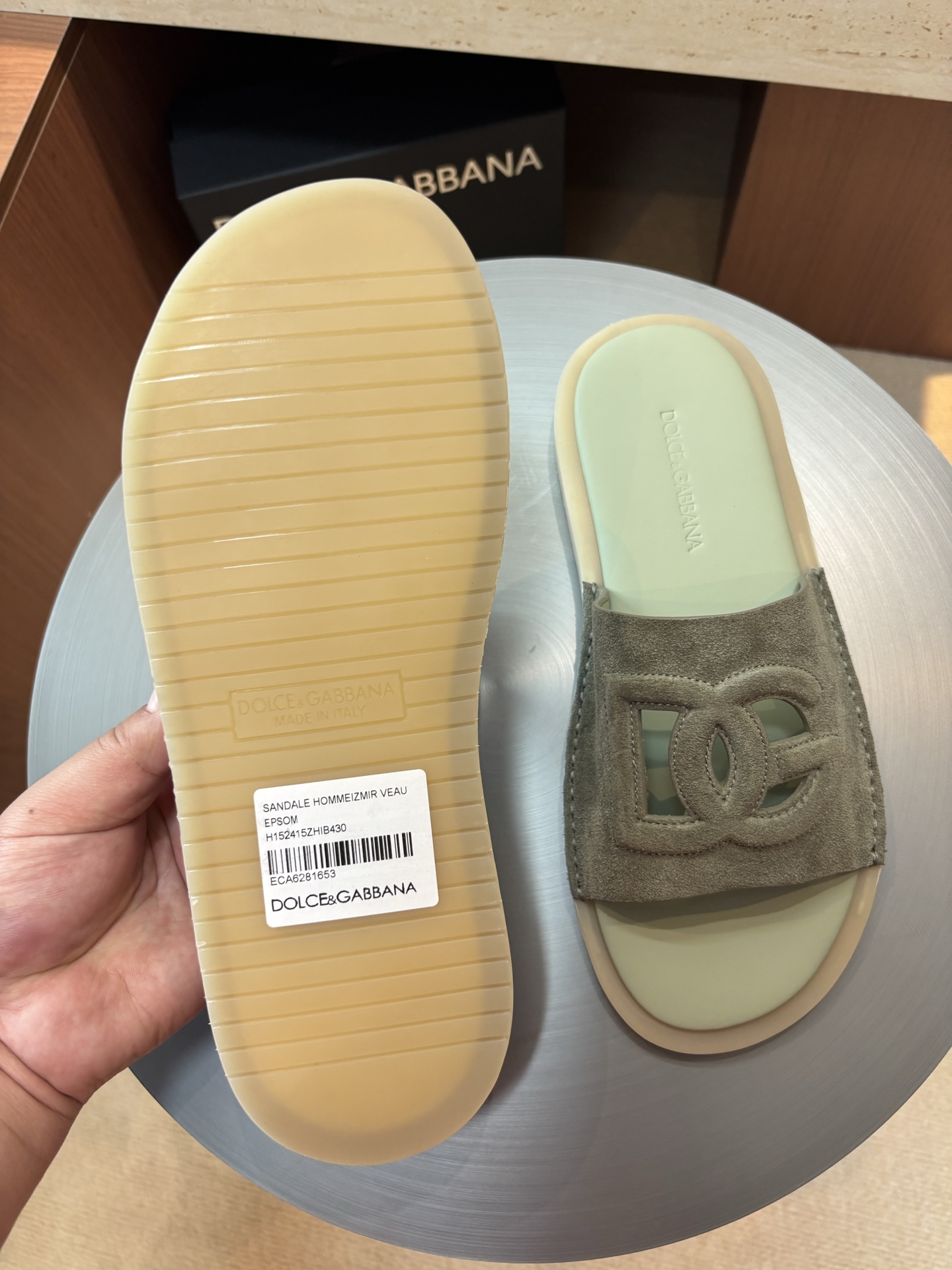 Dolce & Gabbana Men's DG Logo Suede Leather Slide Sandals 5 i1746986191051 7624 0 3