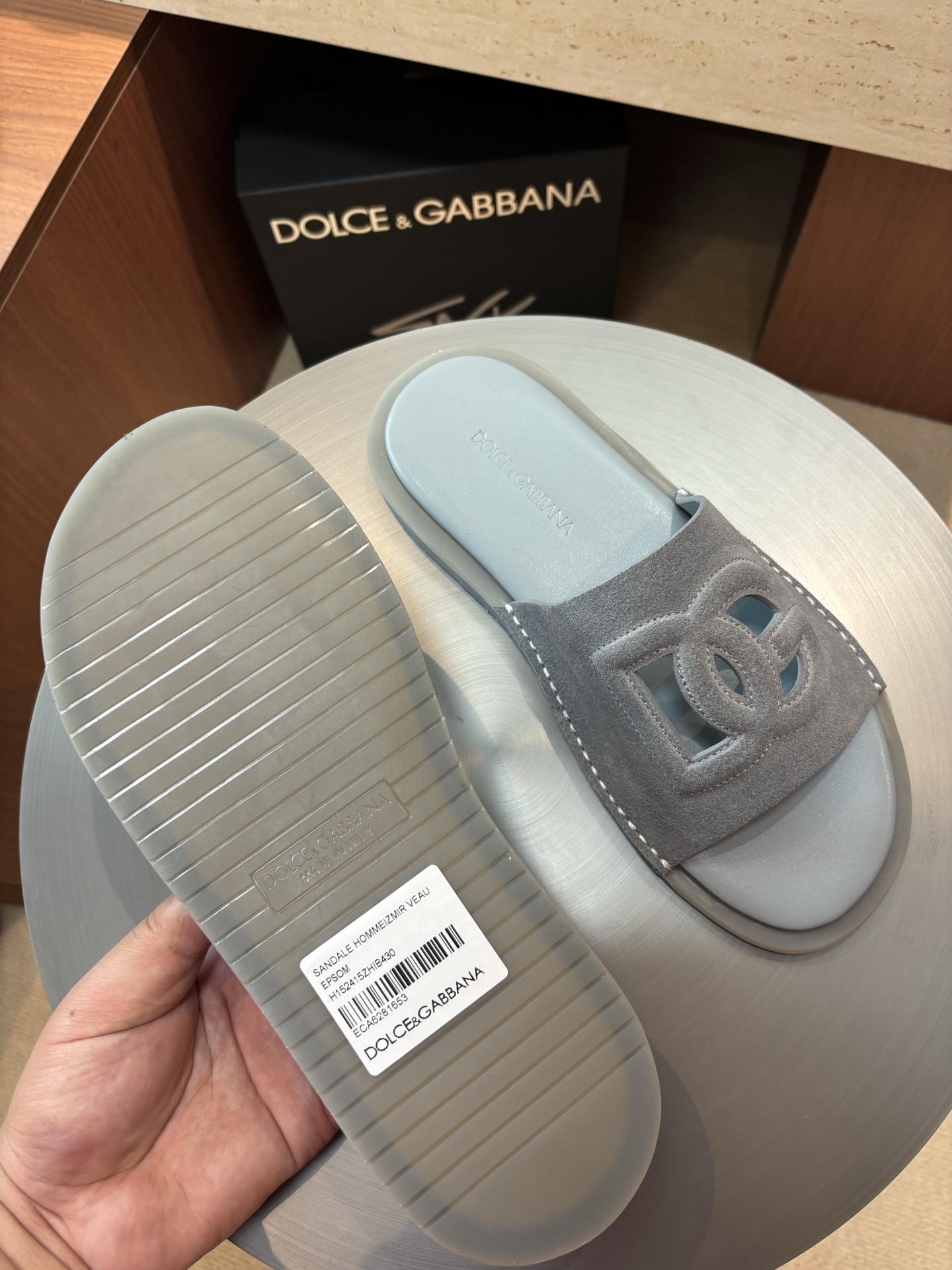 Dolce&Gabbana Men's Leather Logo Slides Sandals 5 i1746986521232 845 0 3
