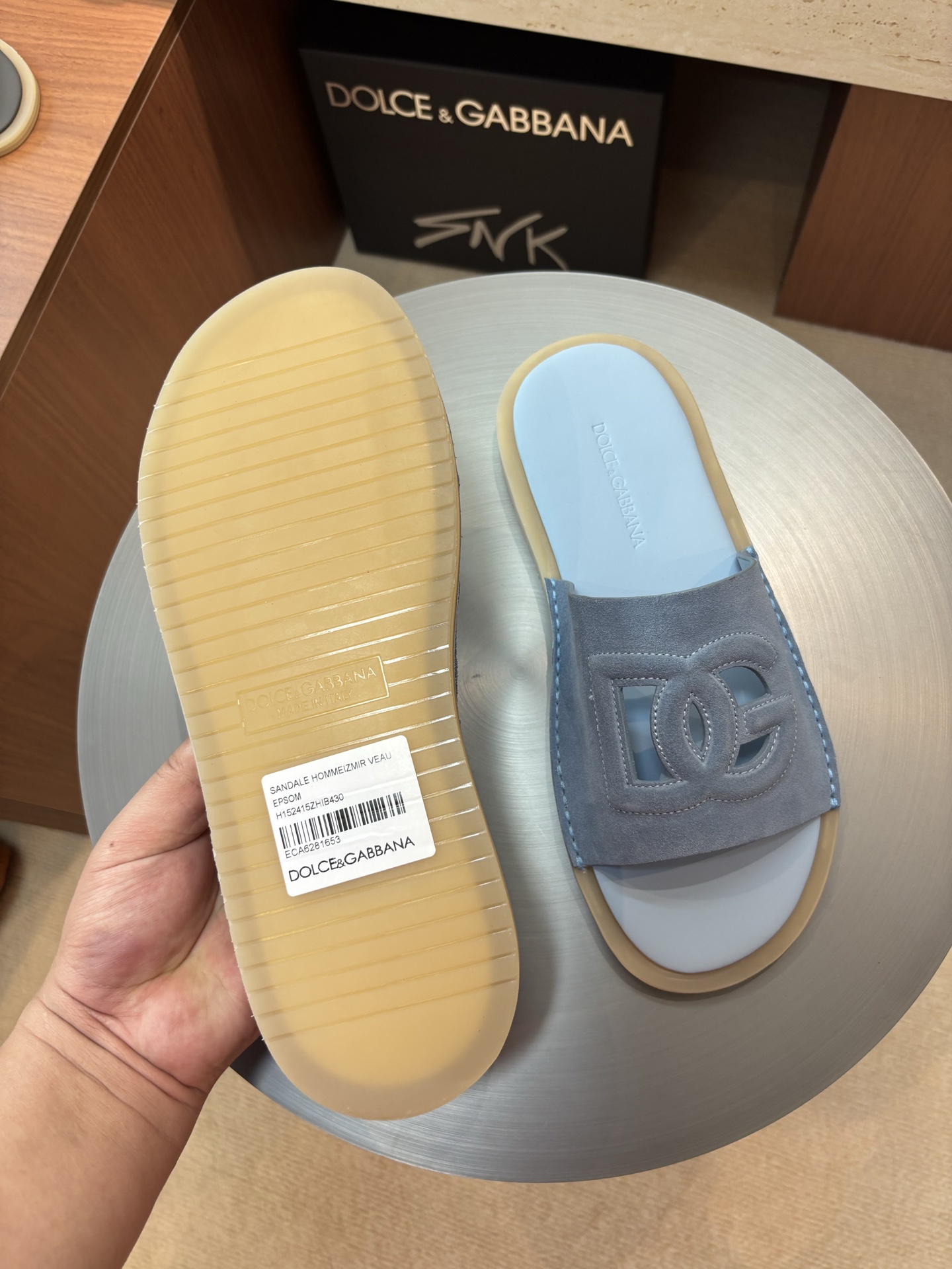Dolce & Gabbana Men's Leather Logo Slides Sandals, Gray, Sizes 39-44 5 i1746986662749 7869 0 3