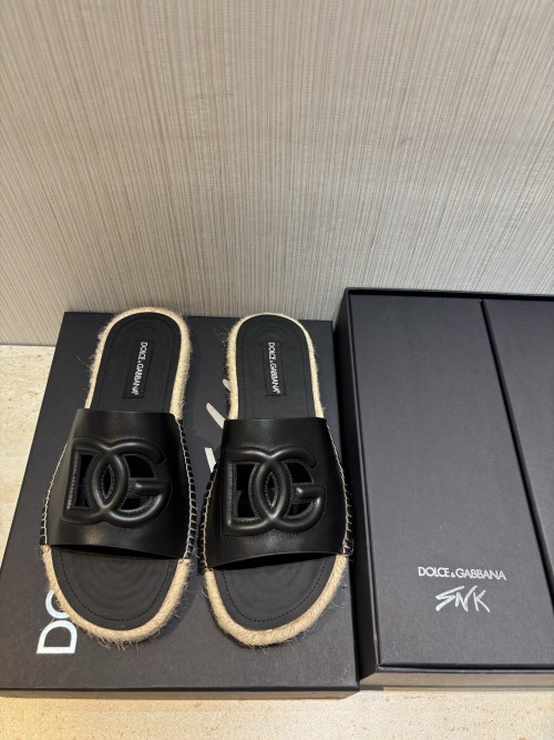 Dolce & Gabbana Leather Espadrille Slides with DG Logo - Summer Essential 1 Dolce & Gabbana Leather Espadrille Slides with DG Logo - Summer Essential