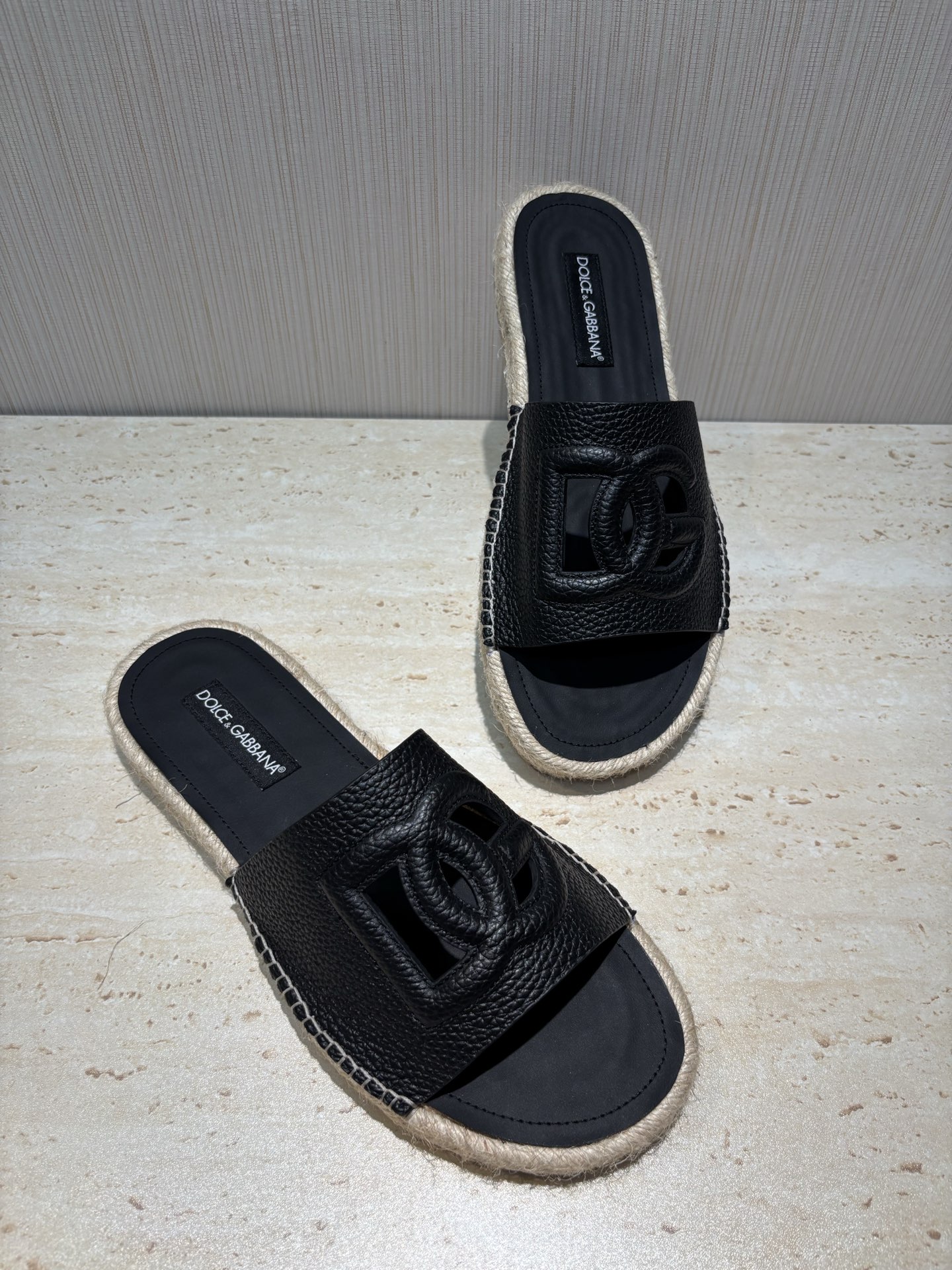 Dolce & Gabbana Men's Leather Logo Espadrille Slides Summer Sandals 5 i1748885133440 904 0 3