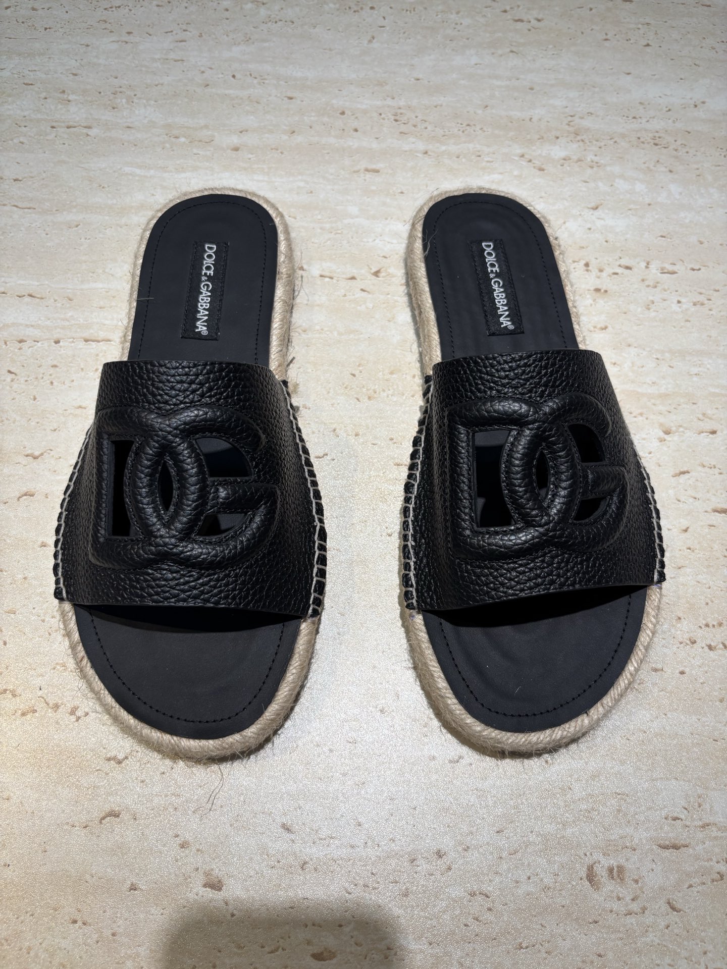 Dolce & Gabbana Men's Leather Logo Espadrille Slides Summer Sandals 3 i1748885135709 2689 0 1
