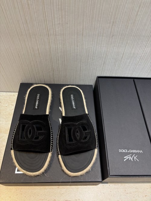 Dolce & Gabbana Men's Black Leather Logo Espadrille Summer Beach Sandals 1 Dolce & Gabbana Men's Black Leather Logo Espadrille Summer Beach Sandals