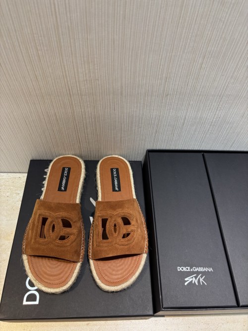 Dolce & Gabbana Men's Brown Suede Espadrille Slides with DG Logo 1 Dolce & Gabbana Men's Brown Suede Espadrille Slides with DG Logo