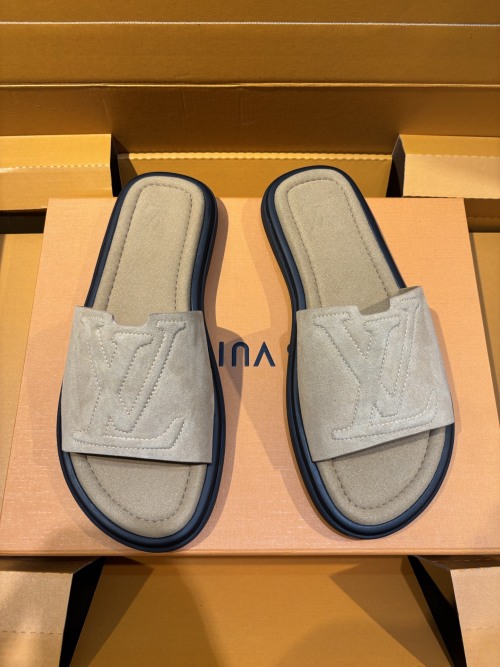 Louis Vuitton Oasis Monogram Leather Sandals for Men, Beige