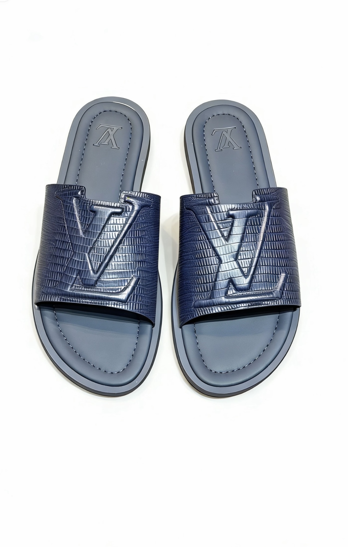 LV Style Blue Leather Tote Bag Lookbook Reference image 2