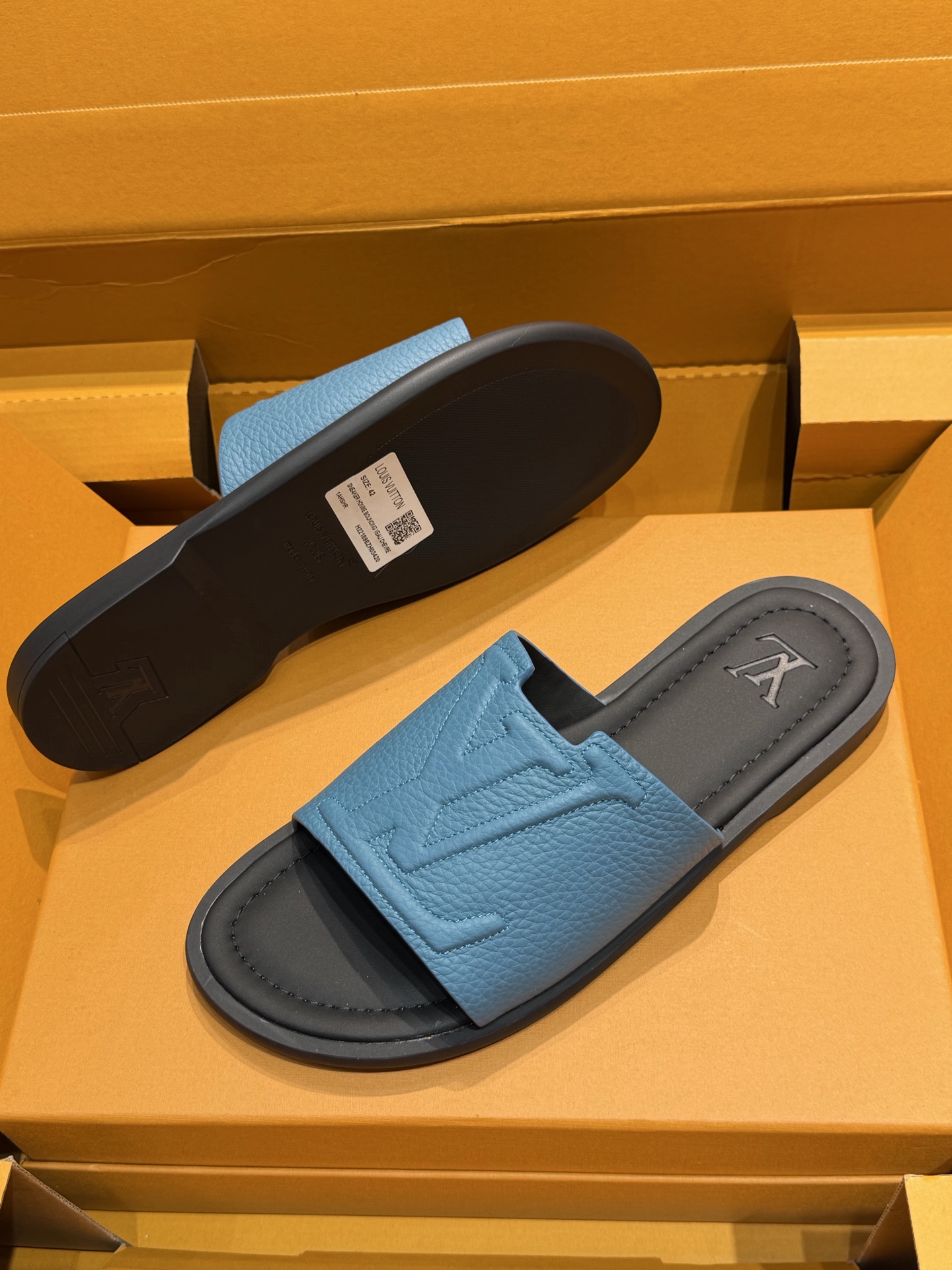 LV Style Blue Leather Tote Bag Men's Shoes detail image 6 from source 766817