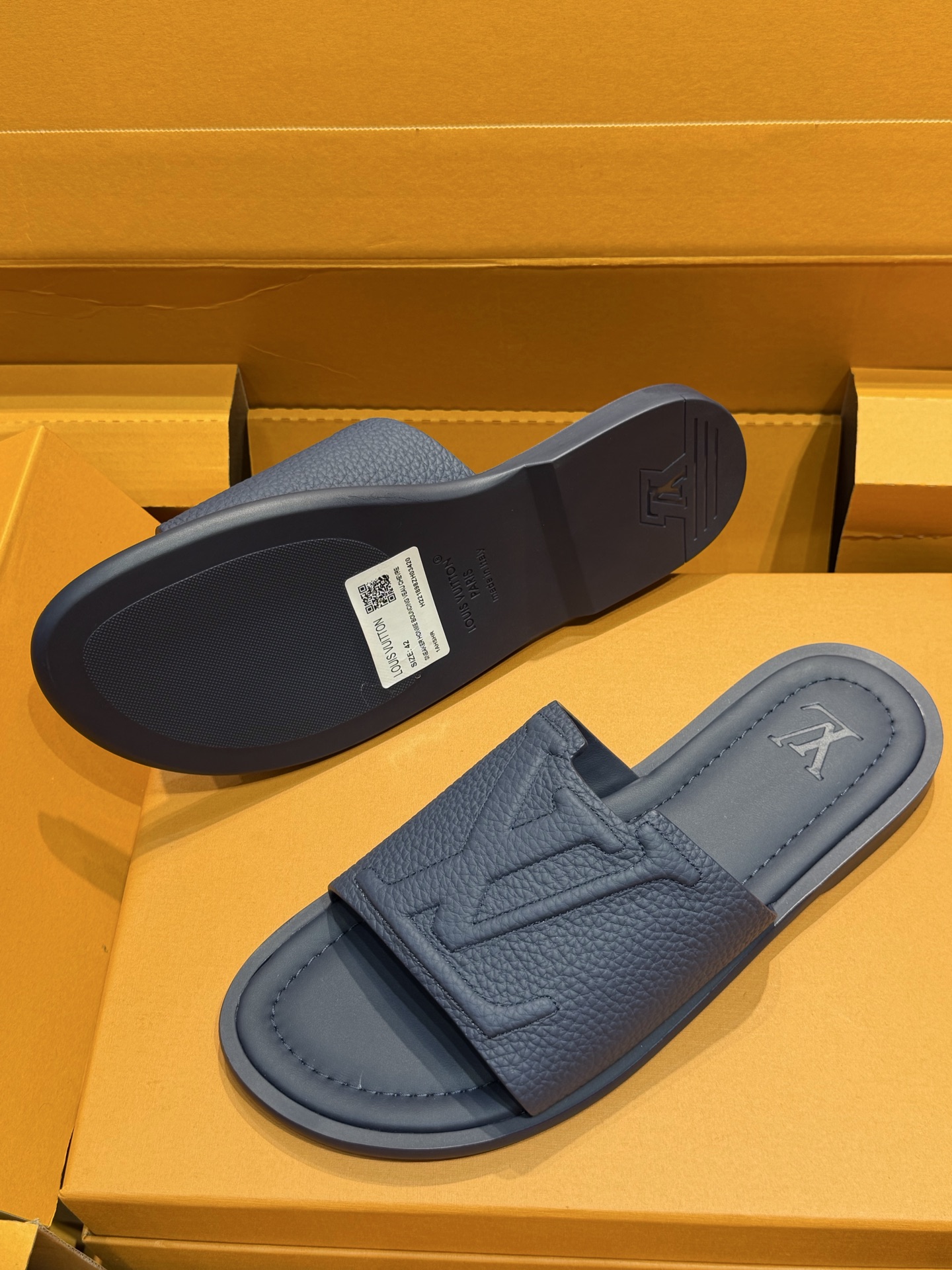 LV Style Blue Leather Tote Bag Men's Shoes detail image 6 from source 766822