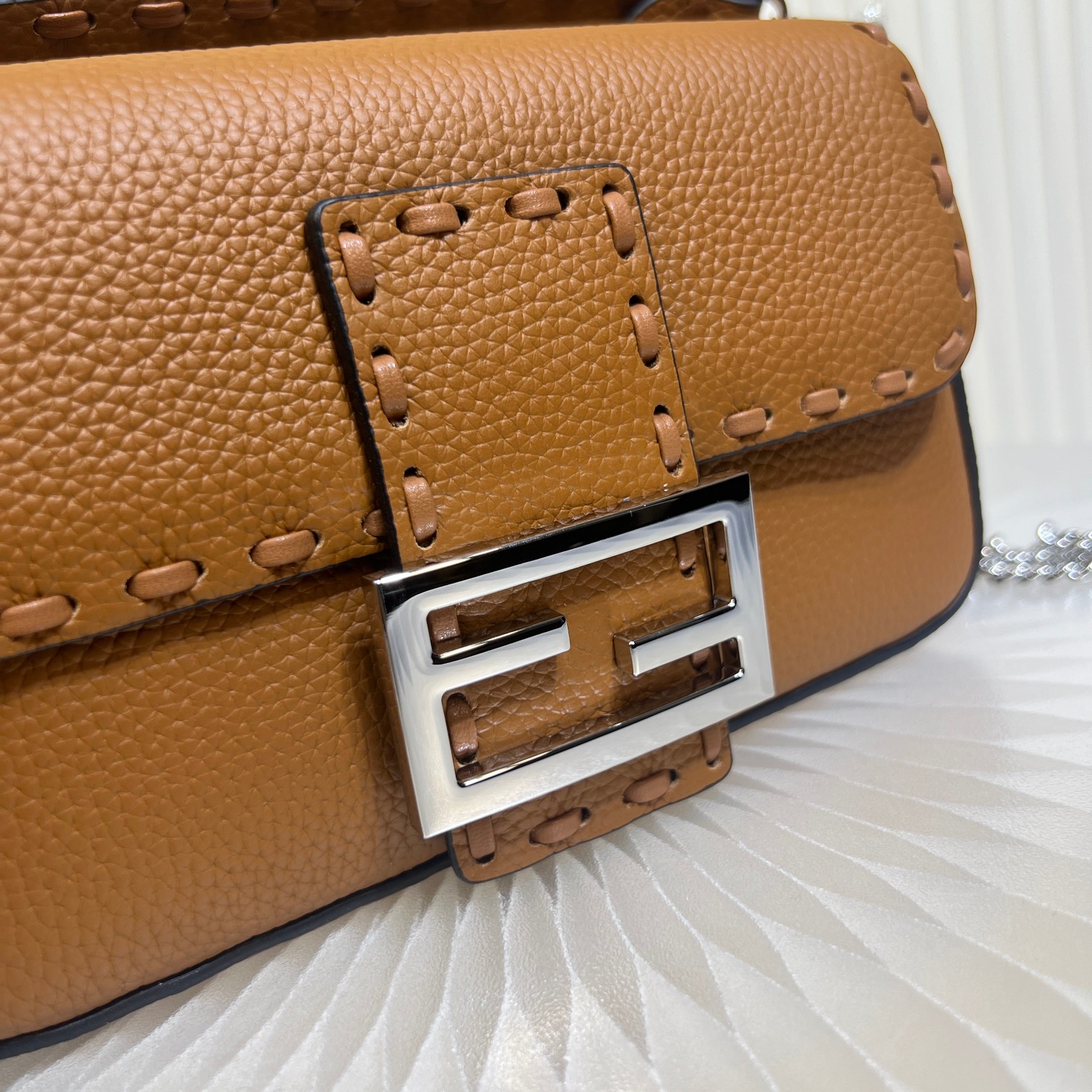 Fendi Baguette Mini Handbag in Brown Cuoio Romano Leather with FF Clasp 4 a1719556437260 6143