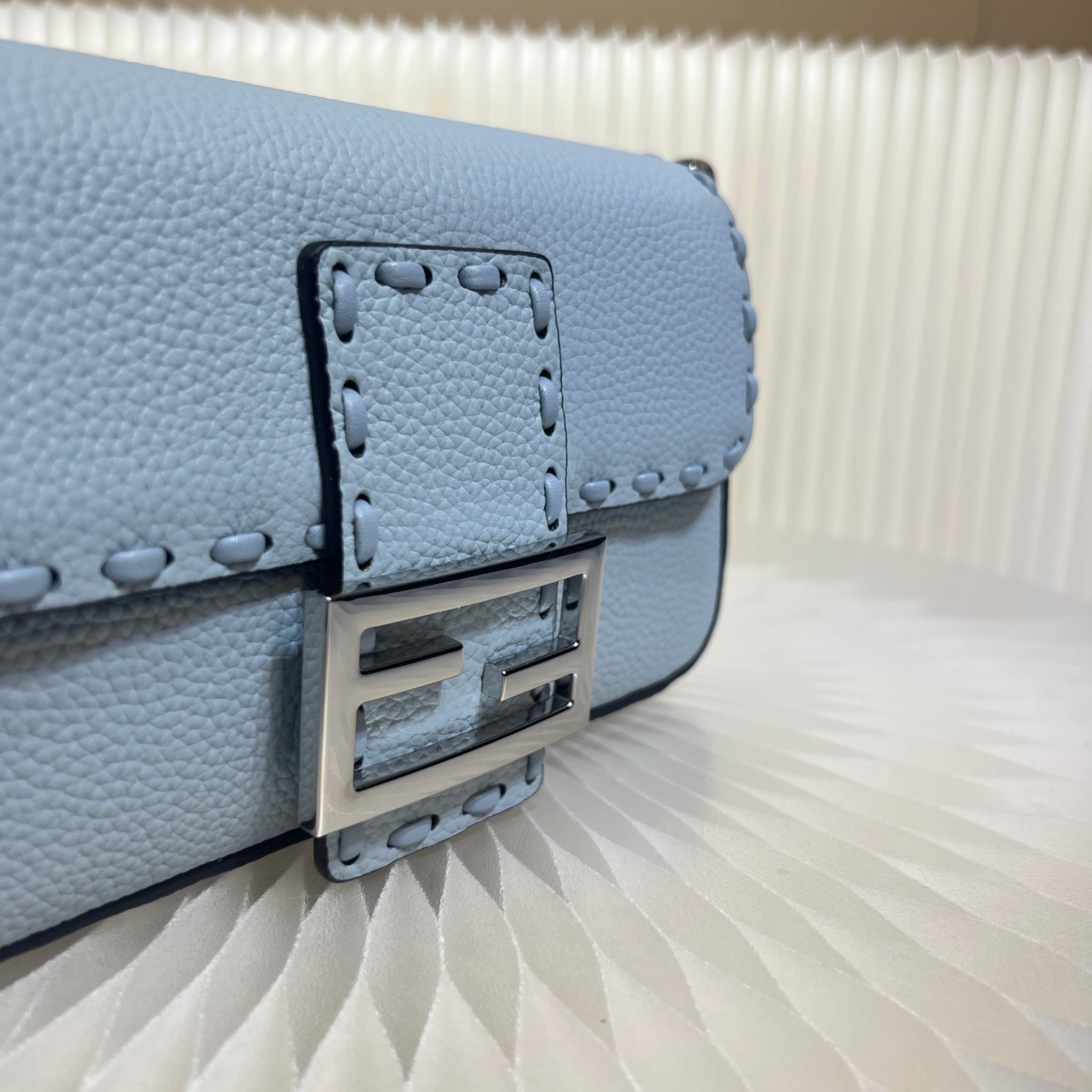 Fendi Baguette Mini Cuoio Romano Leather Crossbody Bag - Light Blue 5 a1719556536140 5304