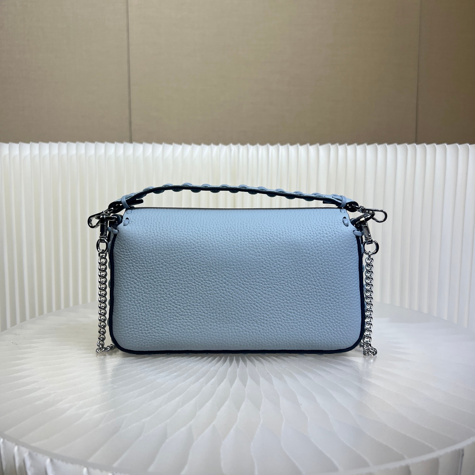 Fendi Baguette Mini Cuoio Romano Leather Crossbody Bag - Light Blue 4 a1719556536363 1338