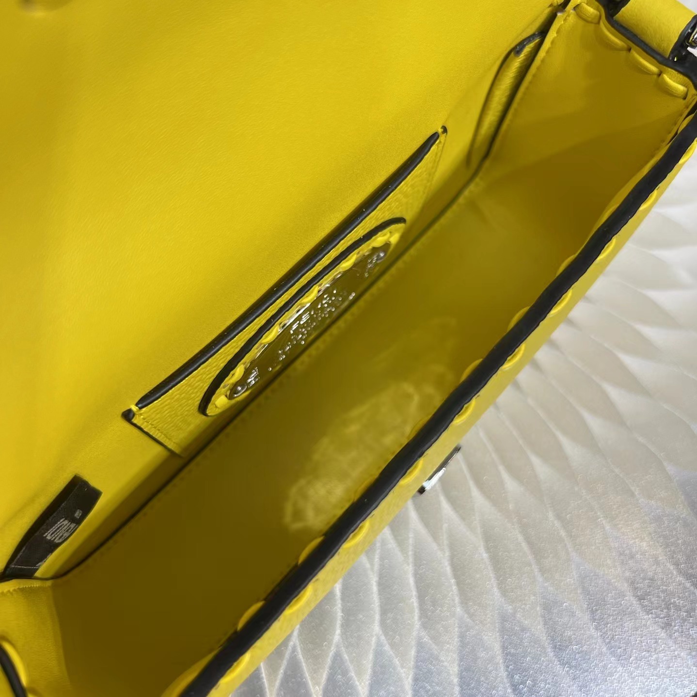 Fendi Baguette Mini Handbag in Yellow Cuoio Romano Leather with Selleria Stitching 8 a1719556656264 3428