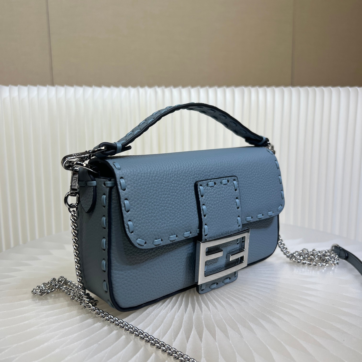 Fendi Baguette Mini Handbag in Blue Cuoio Romano Leather with FF Clasp 3 a1719556726438 1624